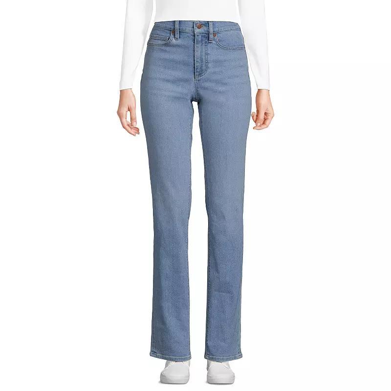 Petite Lands' End Recover High-Rise Straight-Leg Jeans, Women's, Size: 14P 28, Hutton Blue Wash Product Image