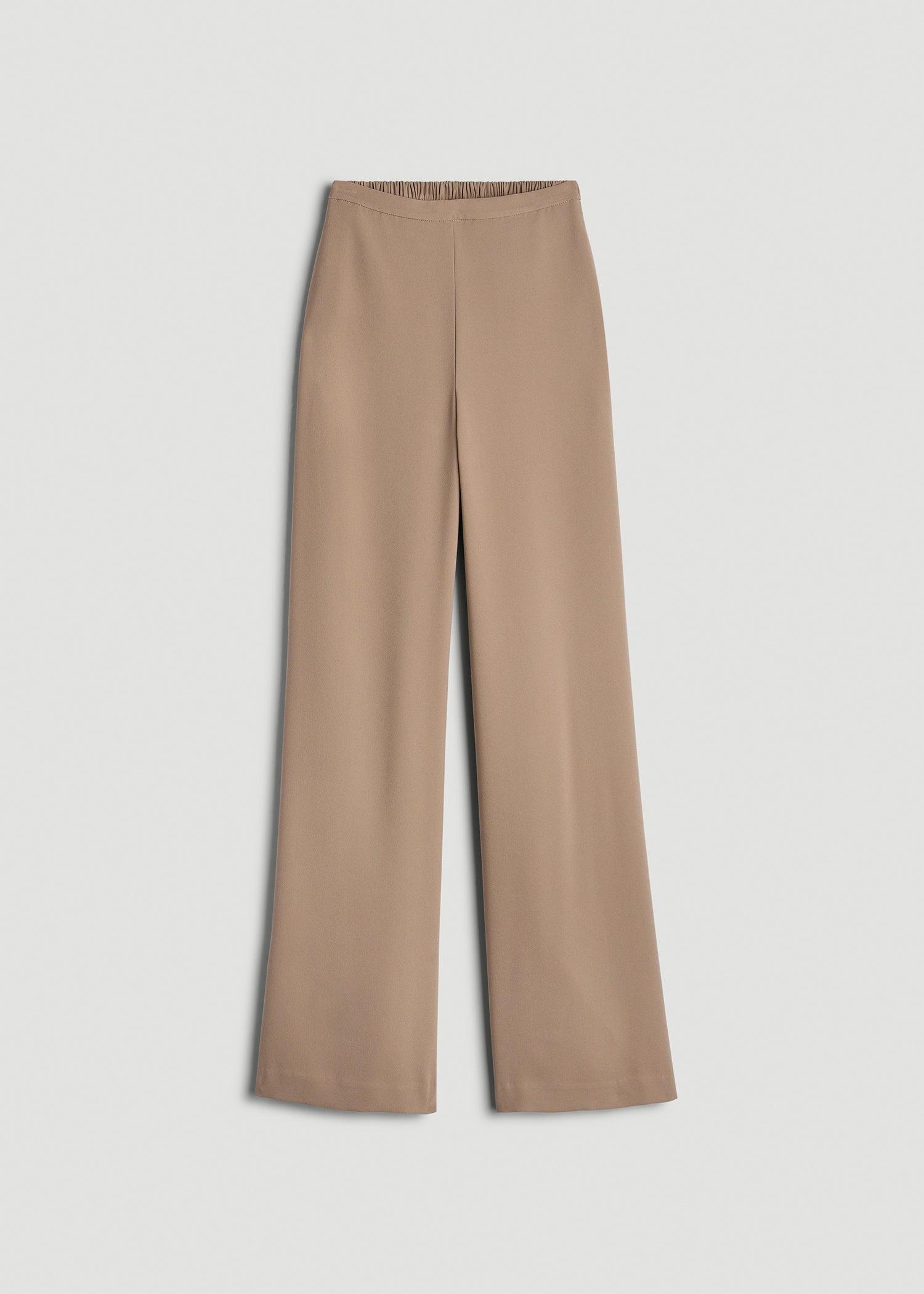 Pull-On Crepe Ultra Wide Pants for Tall Women in Dark Sand Product Image