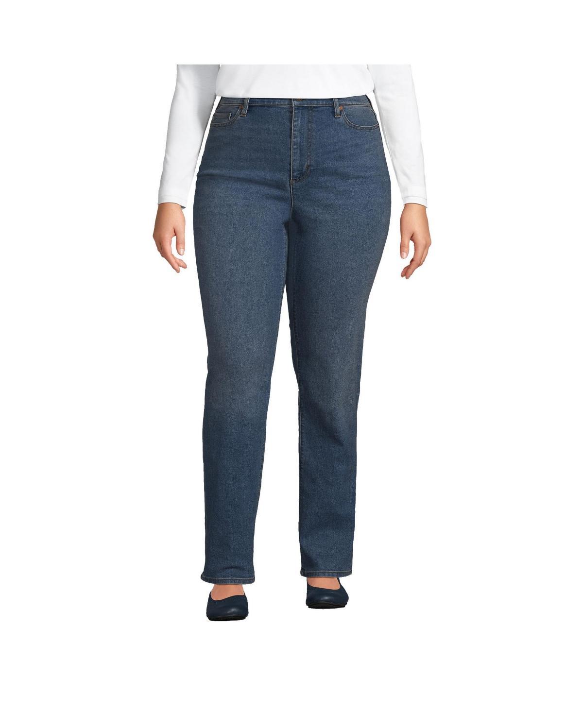 Plus Size Lands' End Recover High Rise Straight Leg Jeans, Women's, Size: 22WX32, Blue Tide Blue Product Image