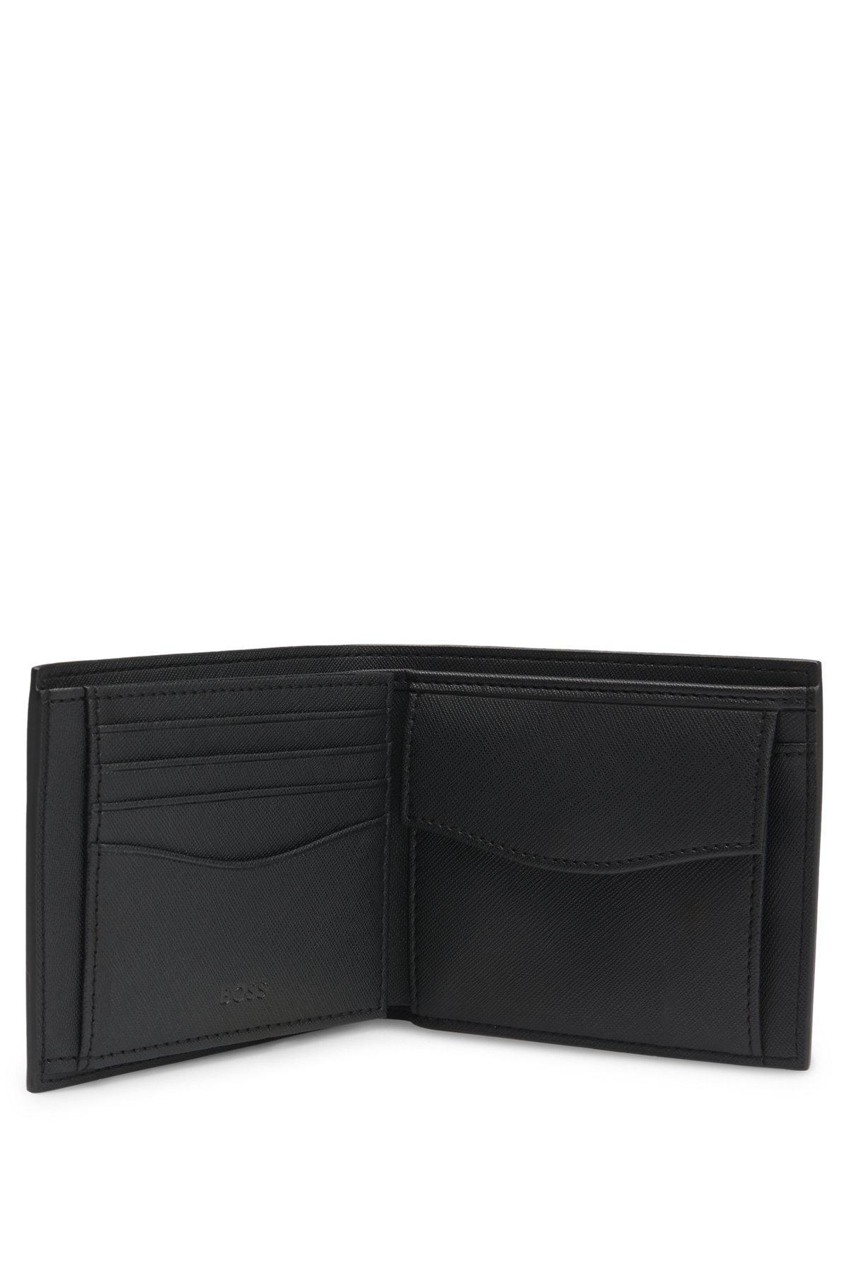 BOSS - Structured trifold wallet with monogram pattern - Black Product Image