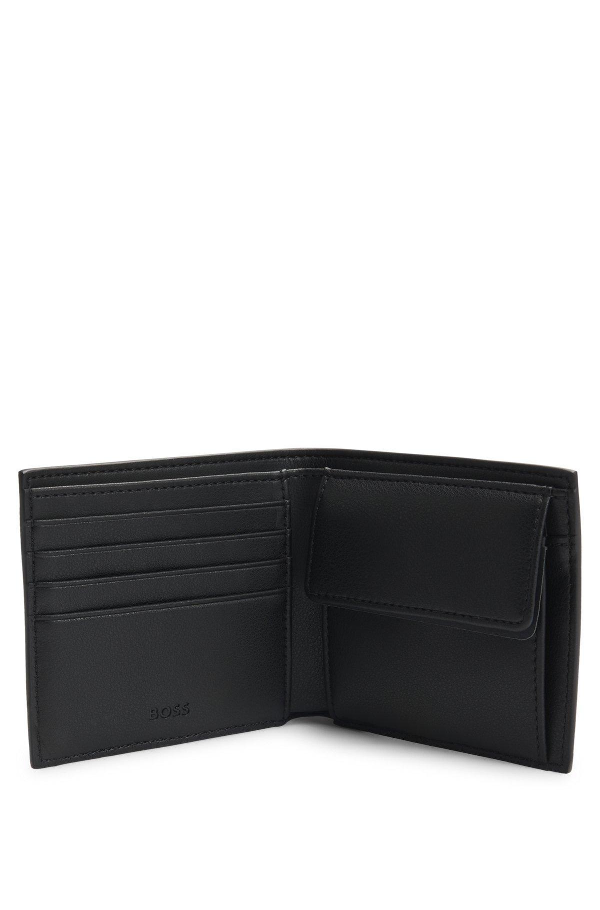 Textured wallet with metal logo lettering Product Image