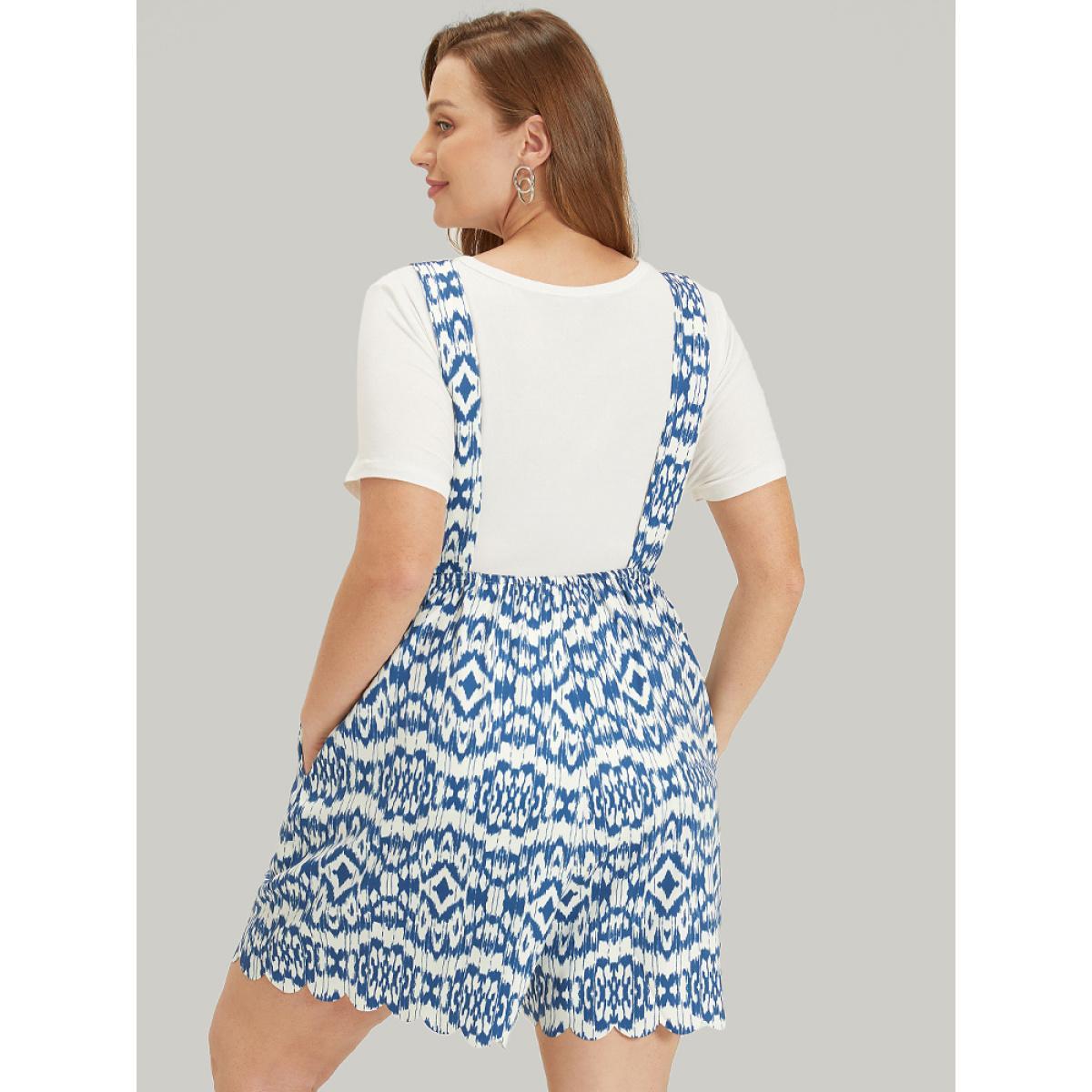 Plus Size Blue Bandana Print Pocket Overall Cami Jumpsuit Women Casual Sleeveless Spaghetti Strap Dailywear Loose Jumpsuits BloomChic 22-24/3X Product Image