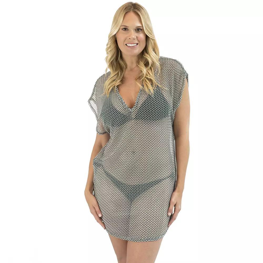 Womens Jordan Taylor Herringbone Sheer Swim Cover-Up Tunic Product Image