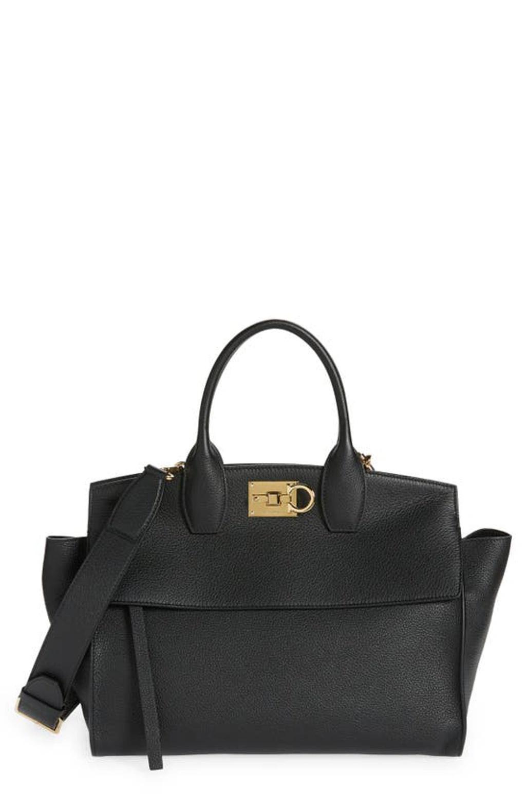 FERRAGAMO Studio Top Handle Satchel Bag In Black Product Image