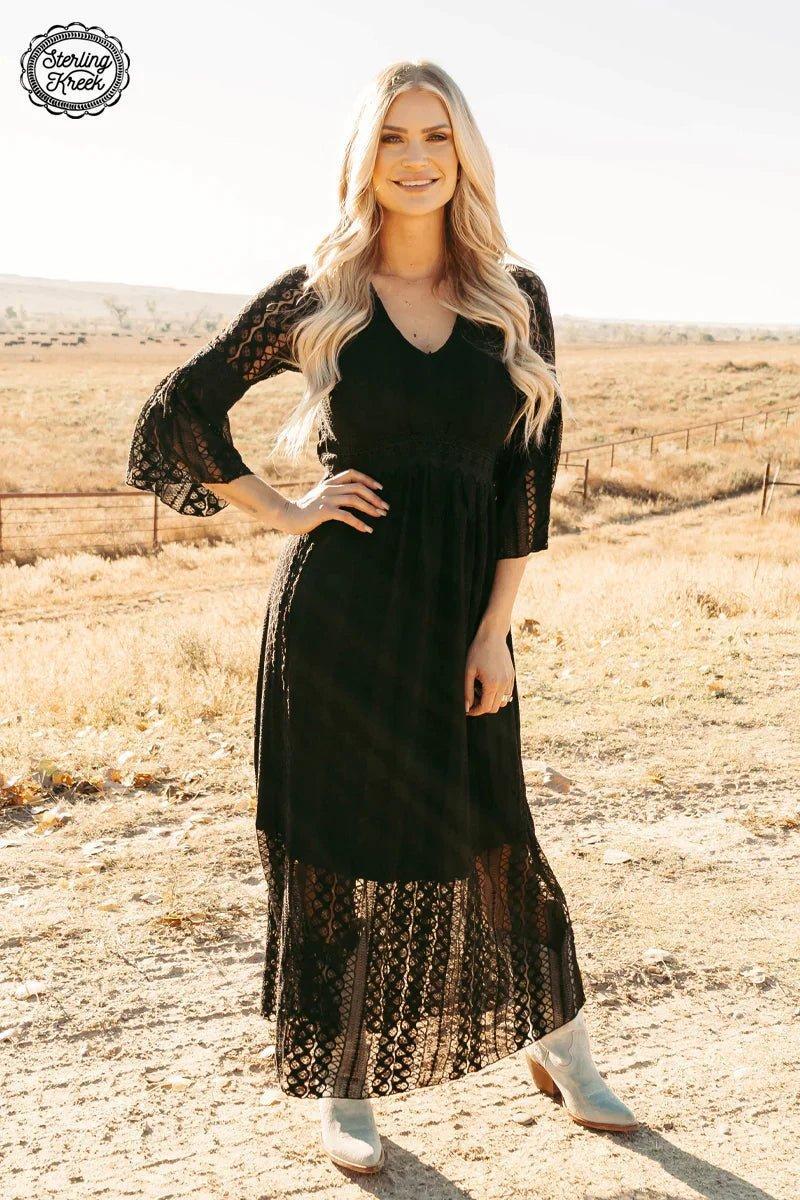 Victorian Lace Black Maxi Dress* Product Image