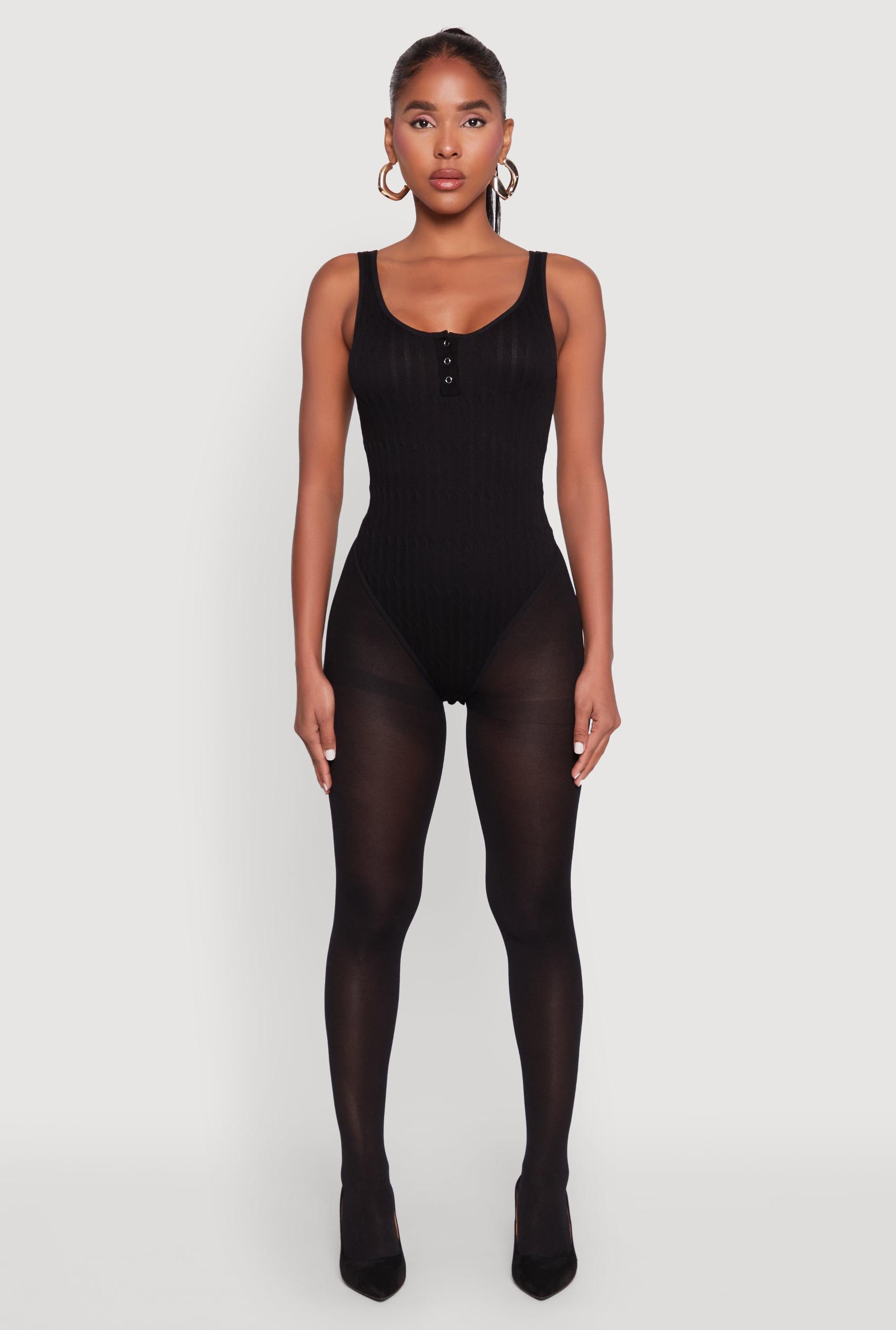 Womens Seamless Snap Button Notch Neck Bodysuit Product Image