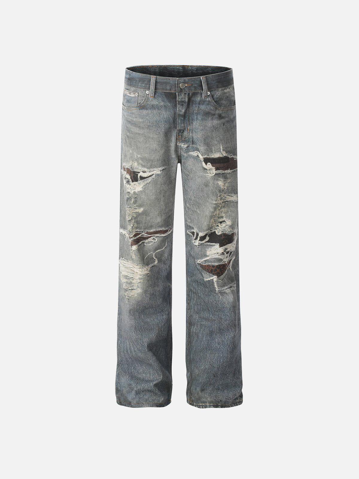 Aelfric Eden Fringe Distressed Print Jeans Product Image