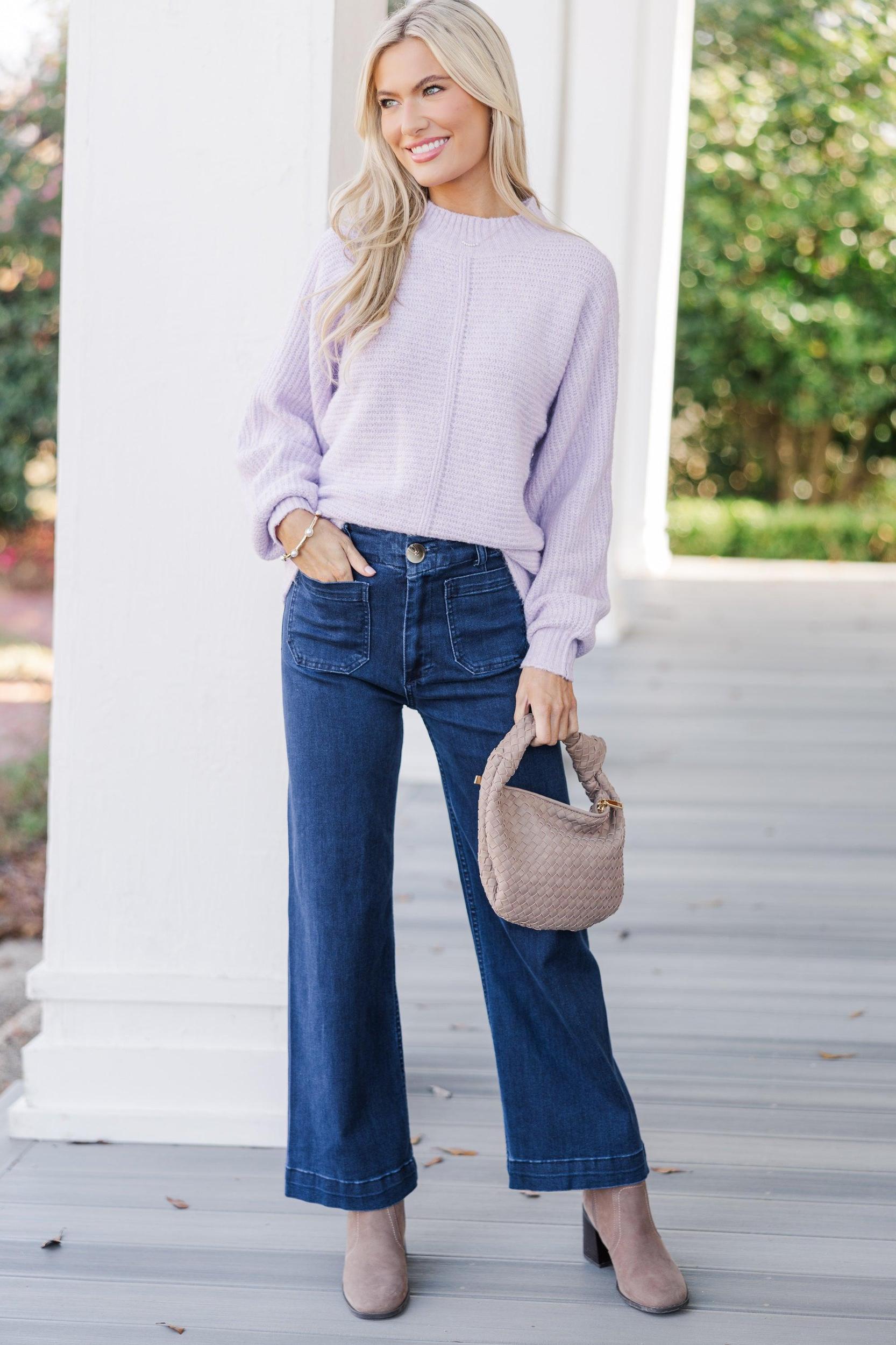 Easy Introductions Lavender Purple Sweater Female Product Image
