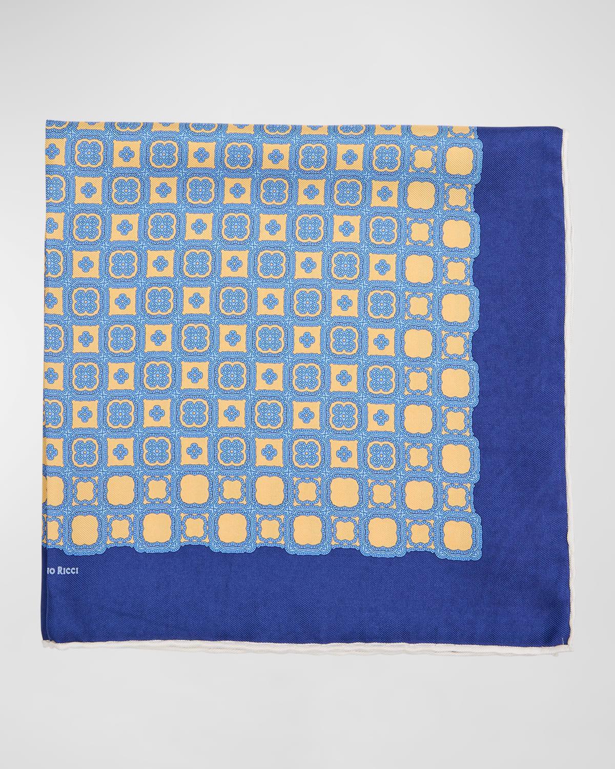 Men's Silk Quatrefoil-Print Handkerchief Product Image