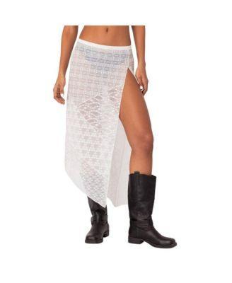 Edikted Womens Sheer Patchwork Lace Maxi Skirt Product Image