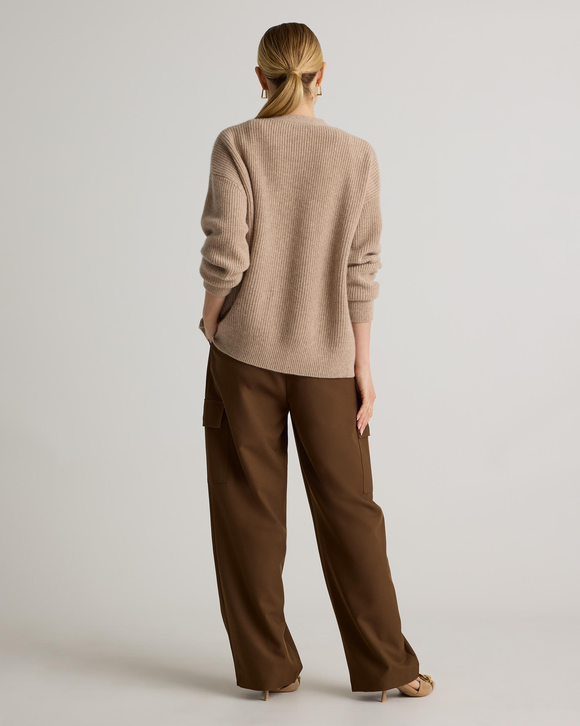 Quince | Women's Mongolian Cashmere Fisherman Boxy Cropped Cardigan Sweater Size XL Product Image
