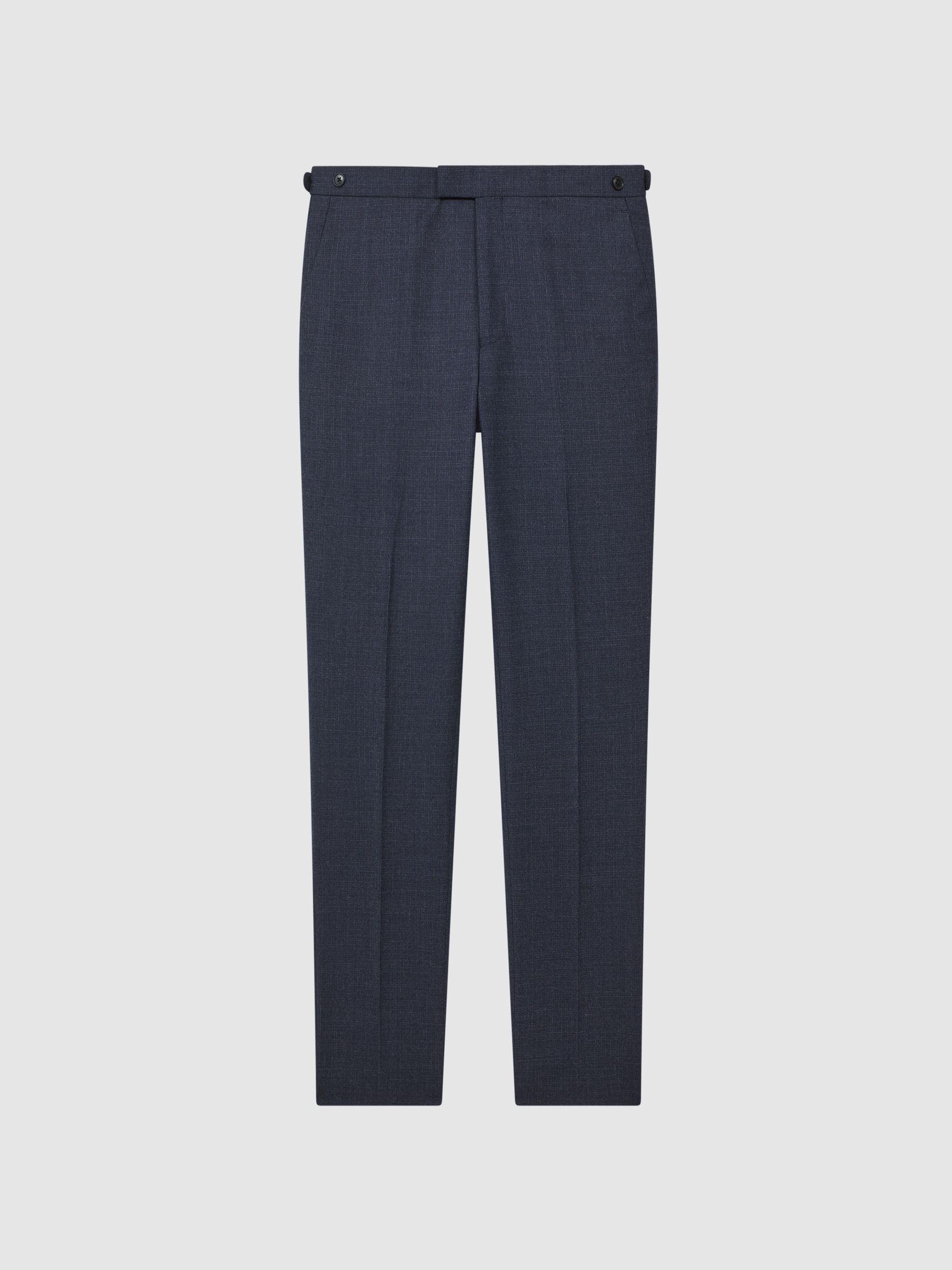 Textured Slim Fit Trousers in Navy Product Image