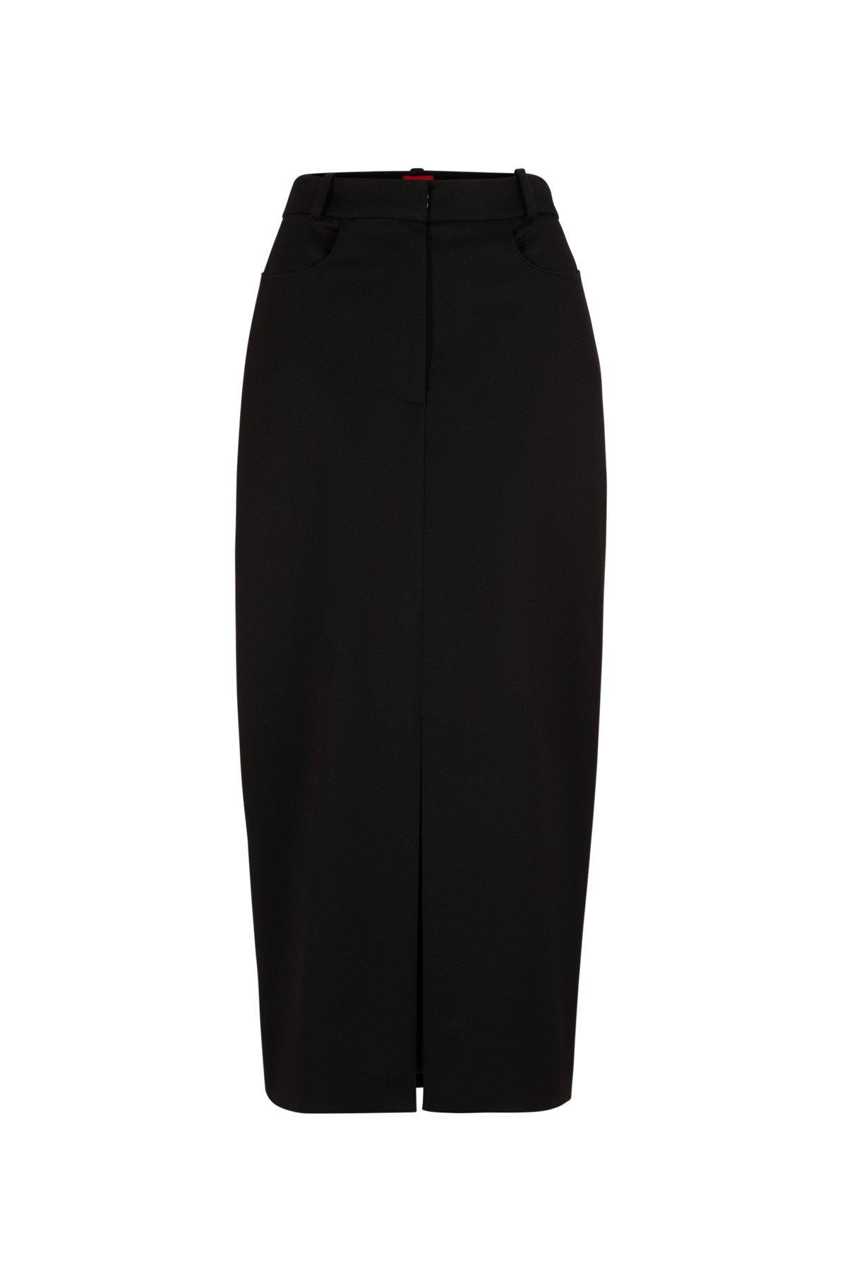 Maxi skirt with high front slit in stretch fabric Product Image