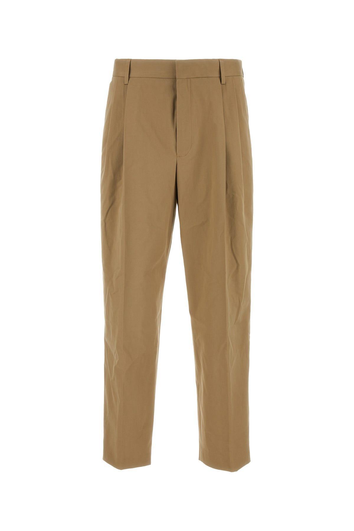 DRIES VAN NOTEN Khaki Stretch Cotton Pant In Green Product Image
