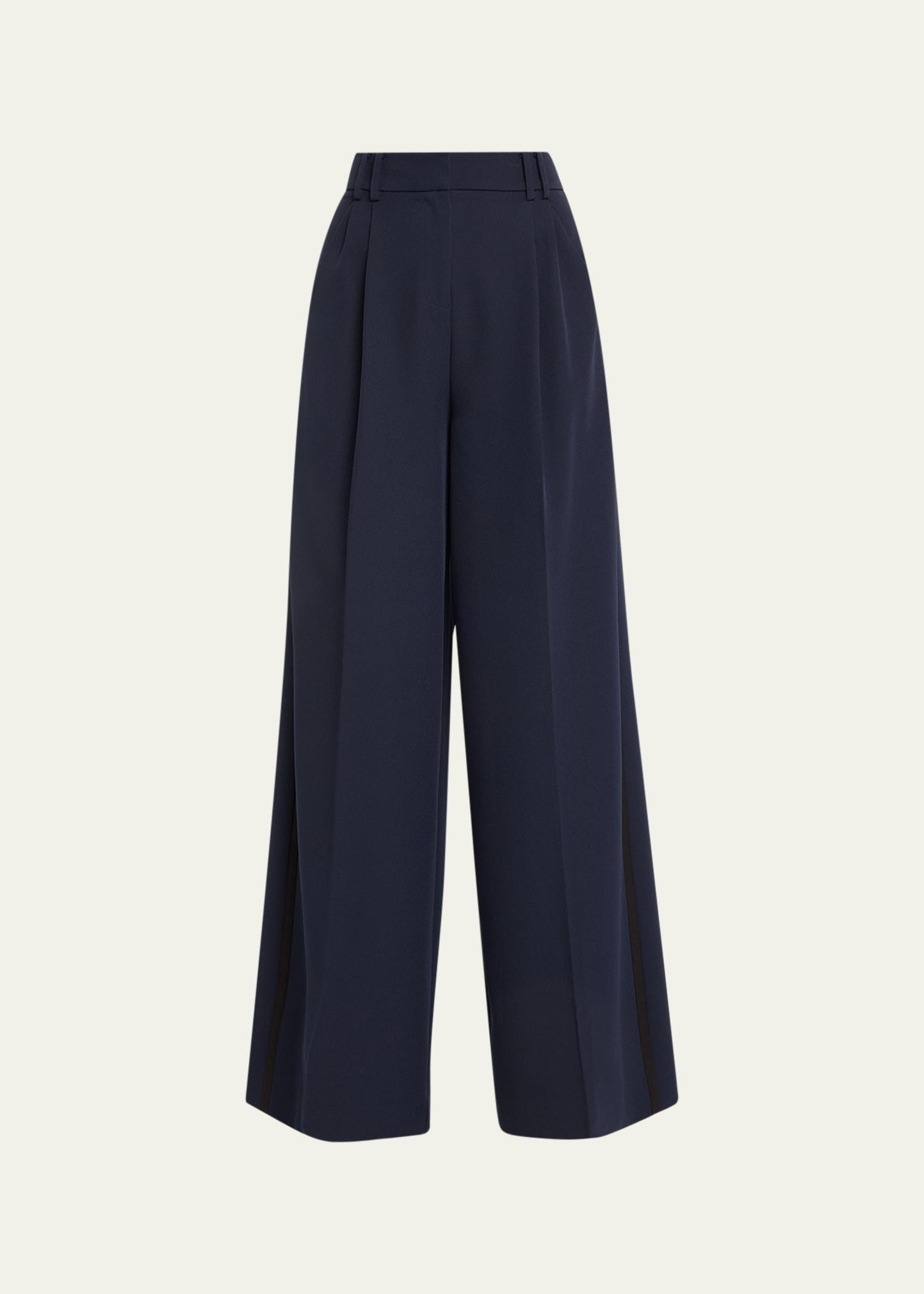 Womens Eliza Pleated Twill Wide-Leg Pants Product Image