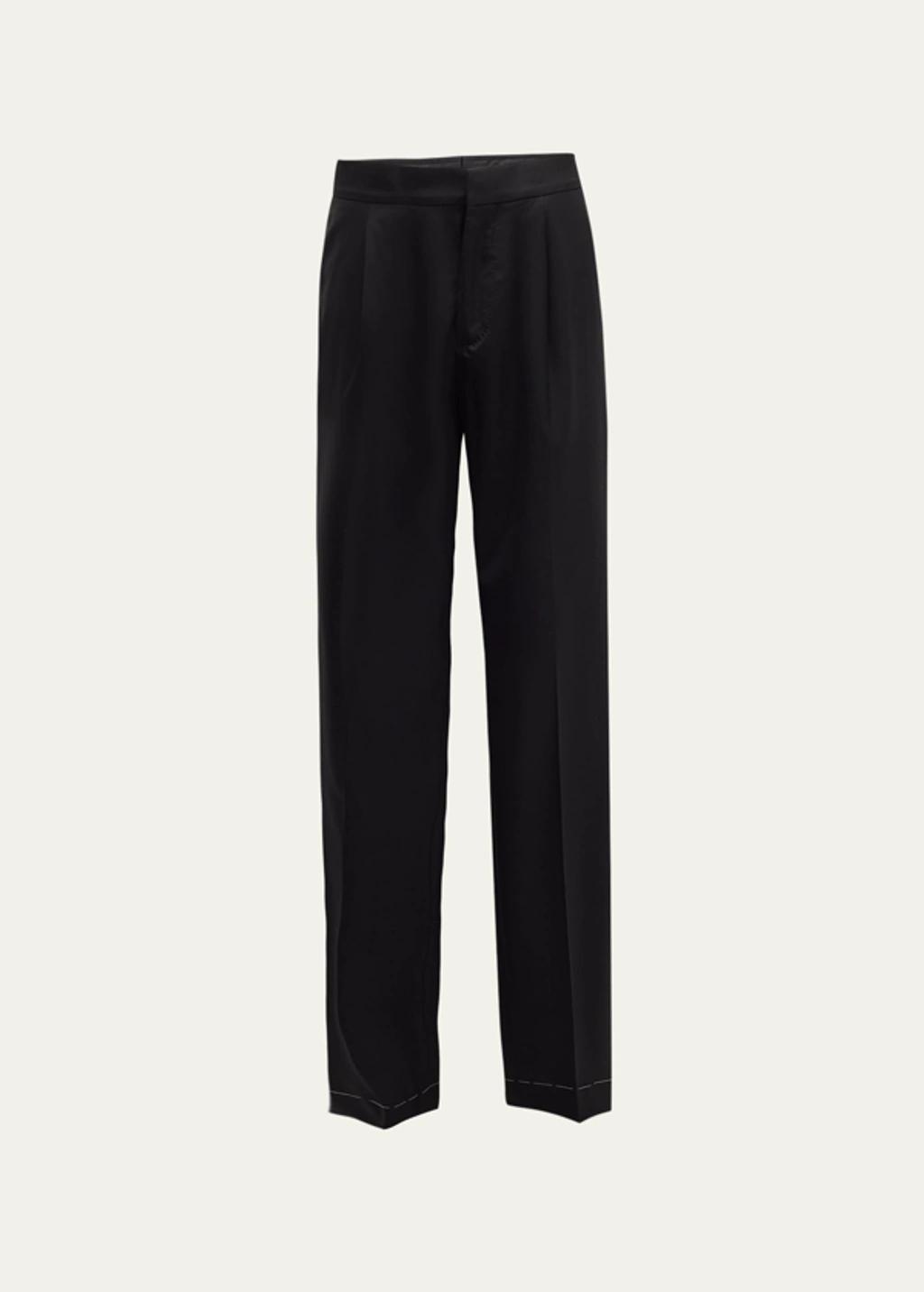 BRUNELLO CUCINELLI Men's Solid Tuxedo Fabric Dress Trousers In Black Product Image