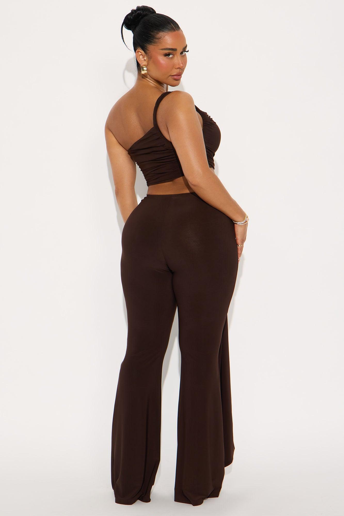 Kairo Ruched Flare Pant Set - Chocolate Product Image