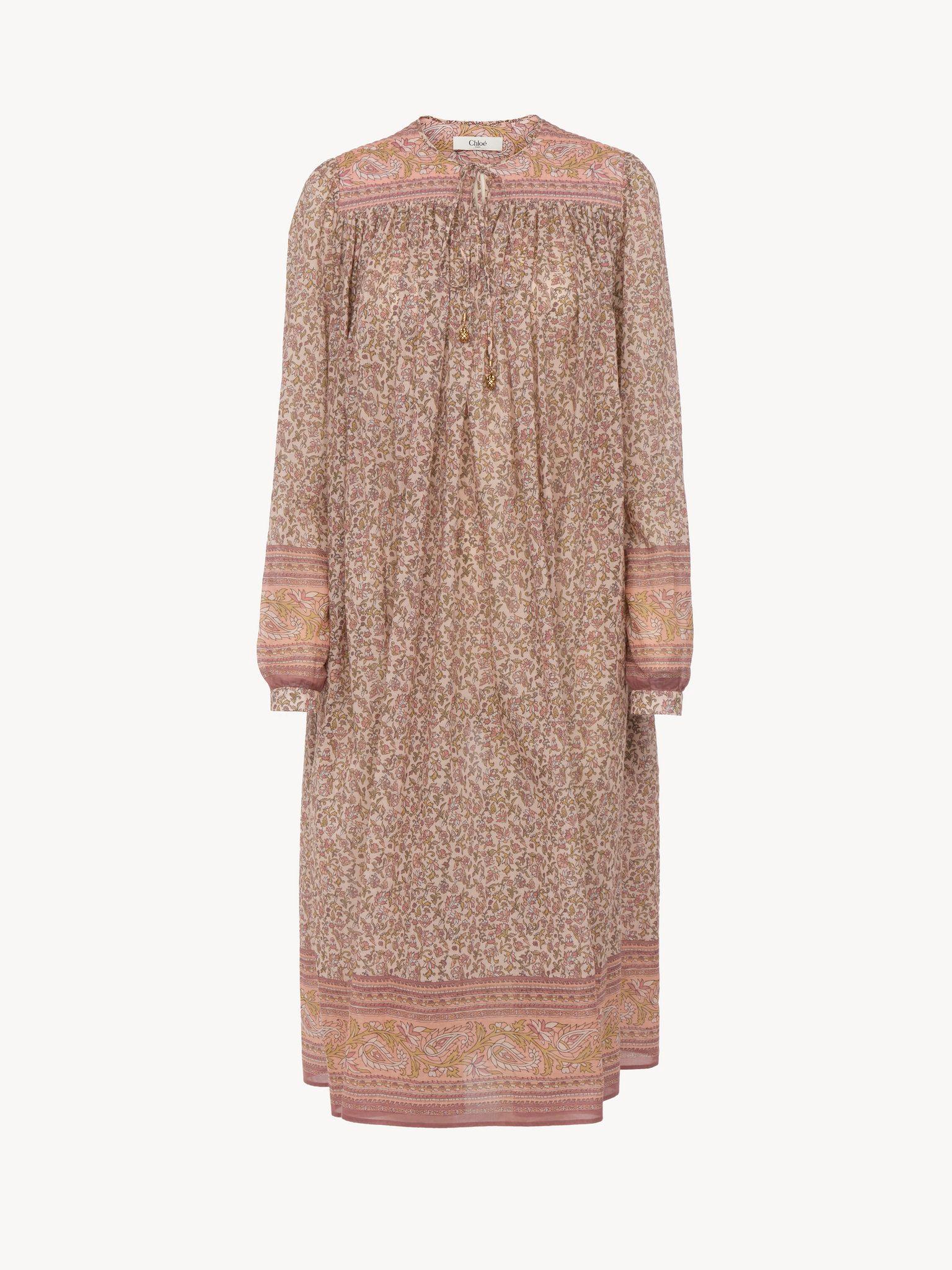 Gathered tunic dress in cotton voile Product Image