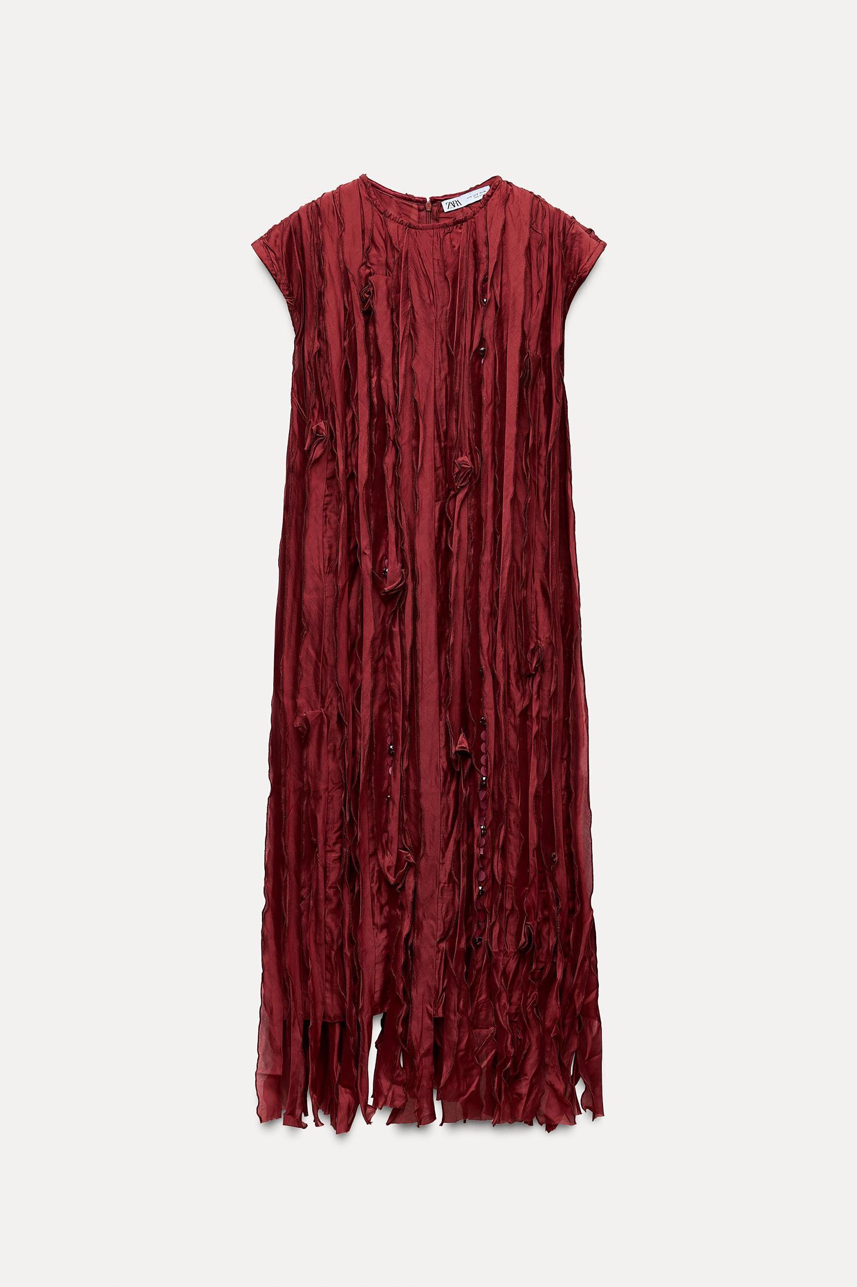 BEADED RUFFLE DRESS Product Image