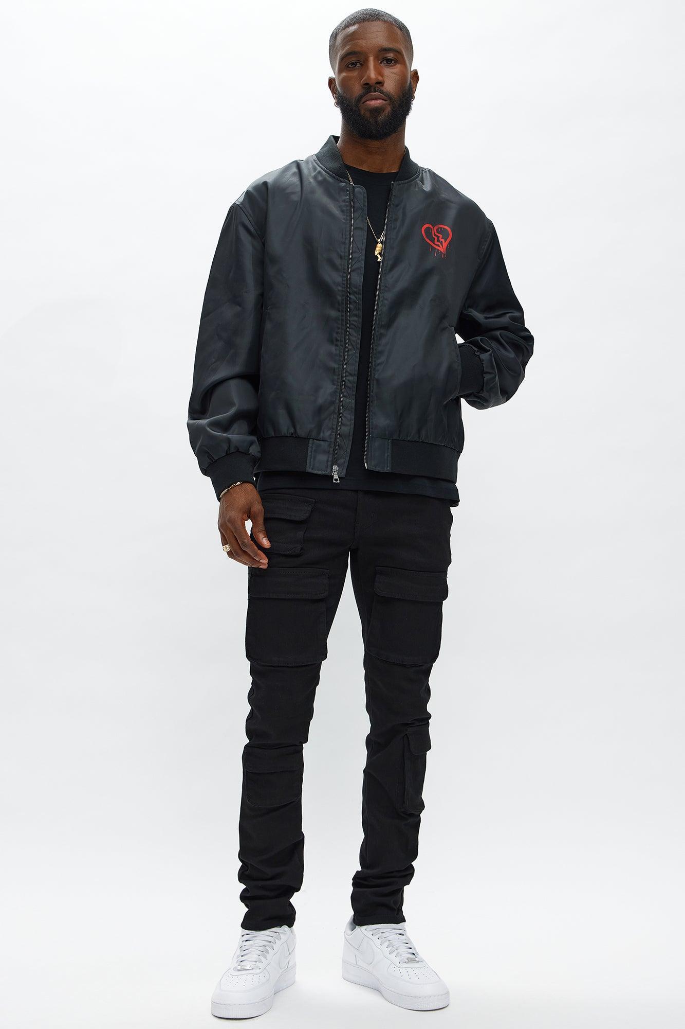 Cropped Urban Bomber Jacket - Black Product Image