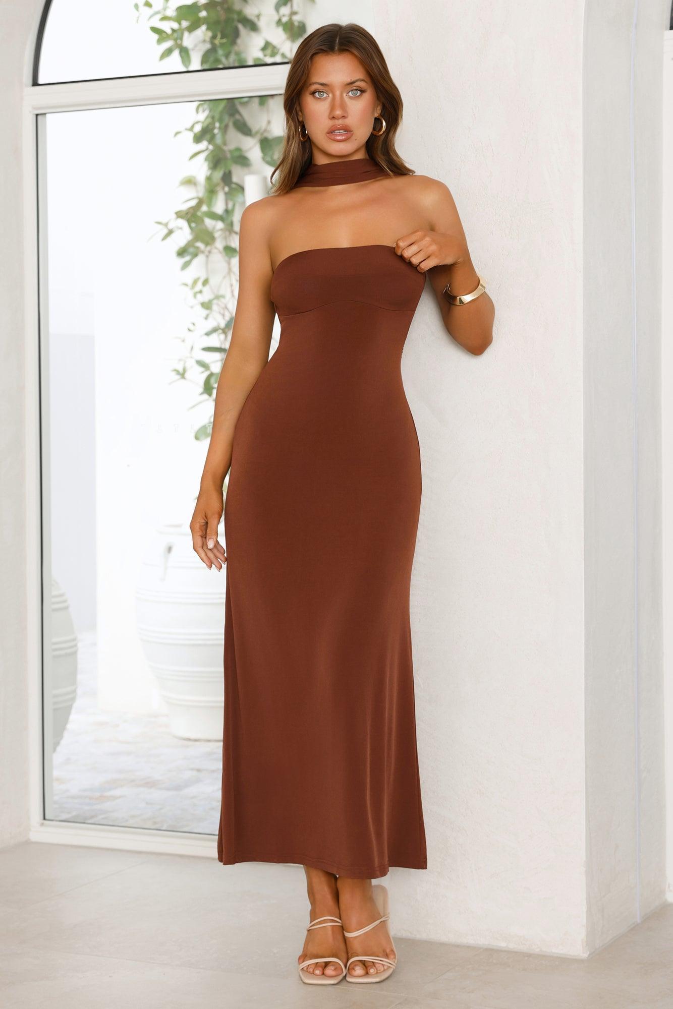 Starlight Serenade Maxi Dress Brown Product Image