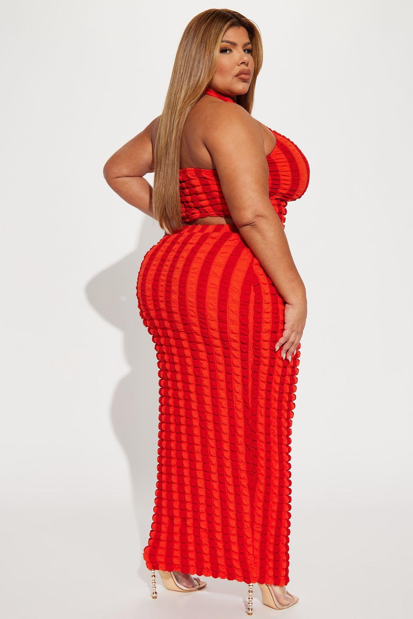 Next Level Bubble Skirt Set - Red/combo Product Image