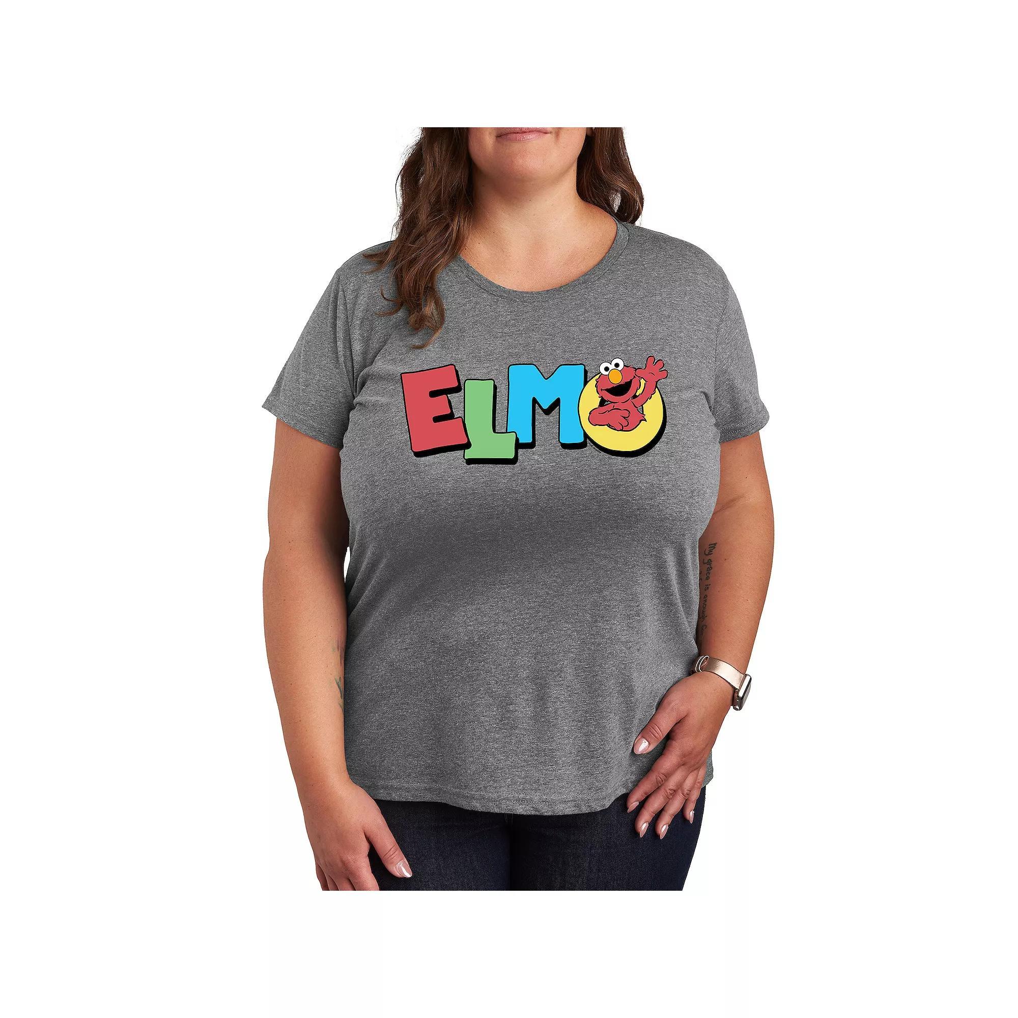 Plus Sesame Street Elmo Graphic Tee, Womens Grey Gray Product Image