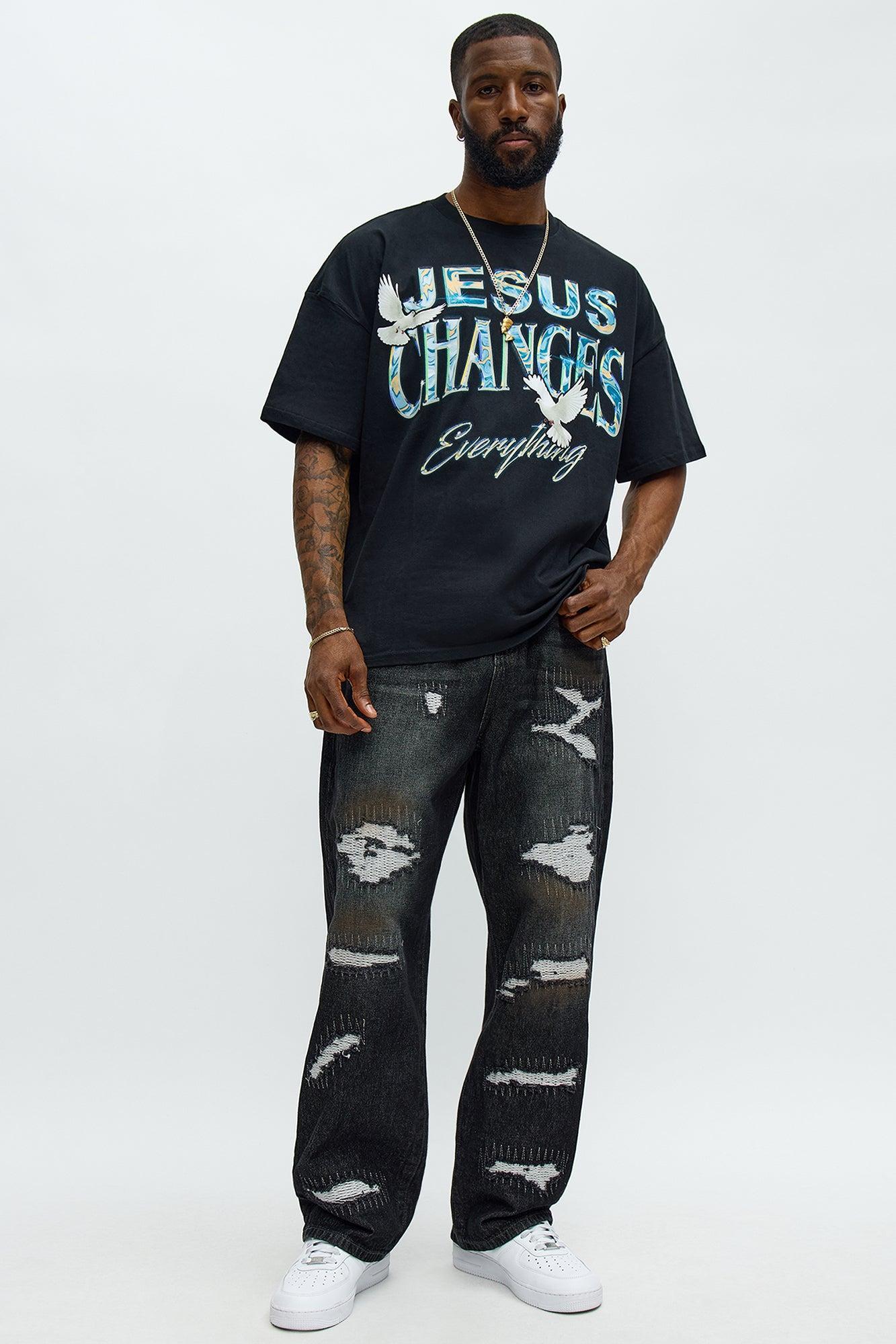 Jesus Changes Everything Oversized Short Sleeve Tee - Black Product Image