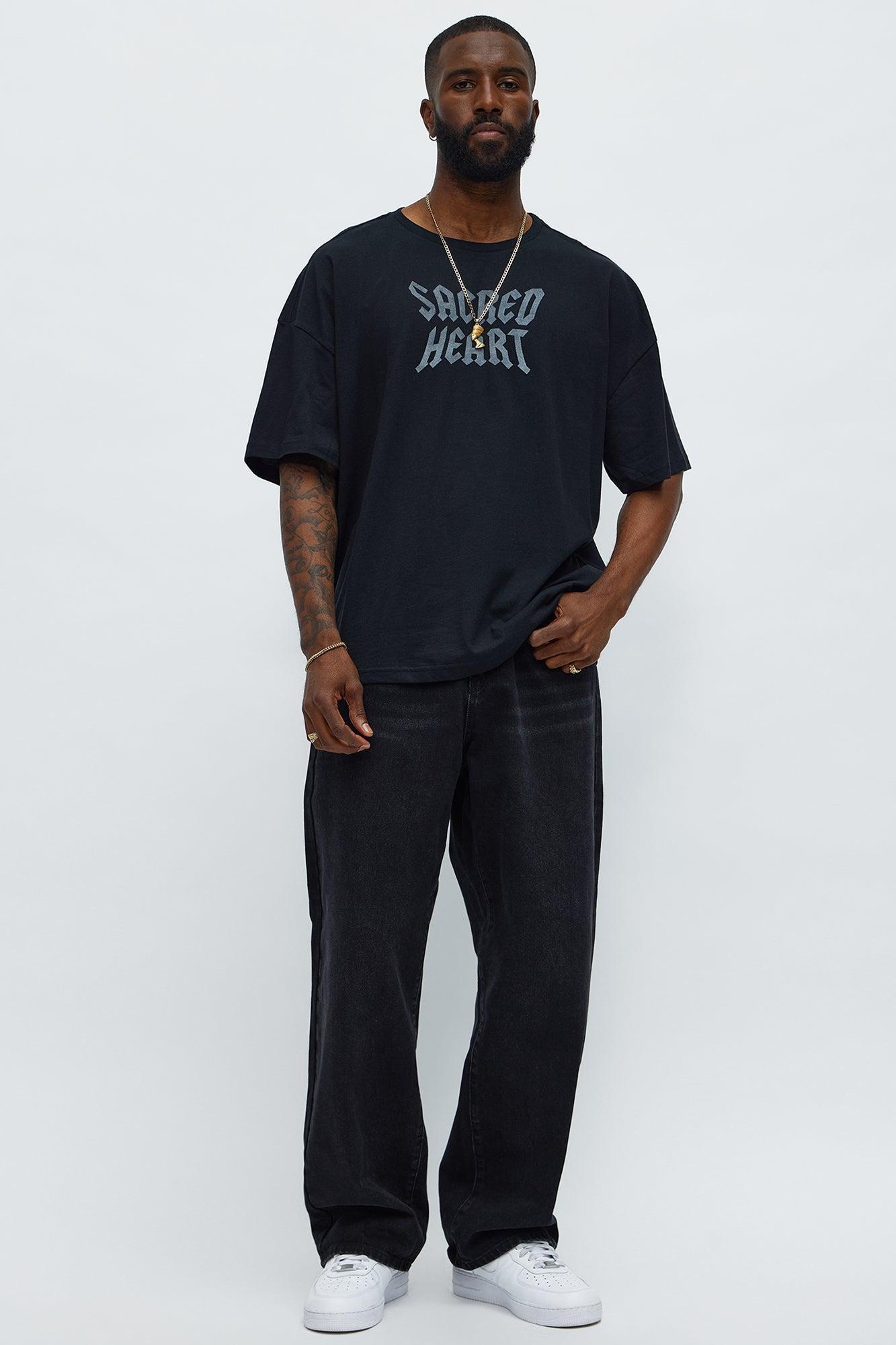 Sacred Heart Oversized Short Sleeve Tee - Black Product Image
