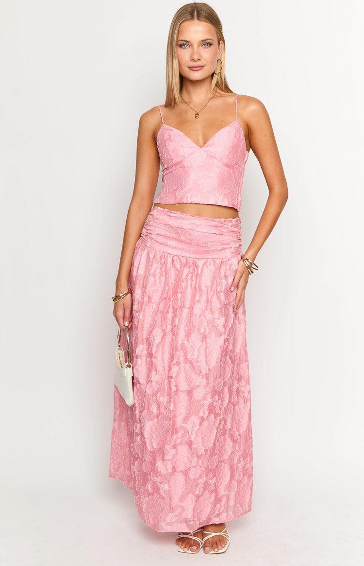 Jewel Pink Floral Crop Top Product Image