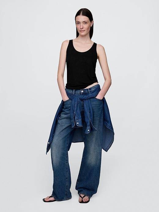 Linen-Blend Racerback Tank Top Product Image