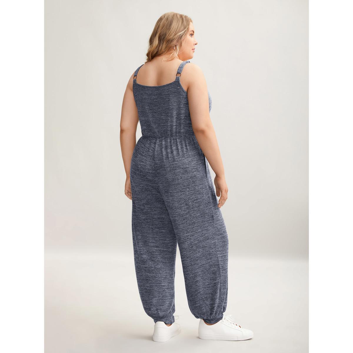 Plus Size DarkBlue Supersoft Essentials Waist-Defining Jumpsuit Women Casual Sleeveless Non Everyday-Casual Loose Jumpsuits BloomChic 12/L Product Image