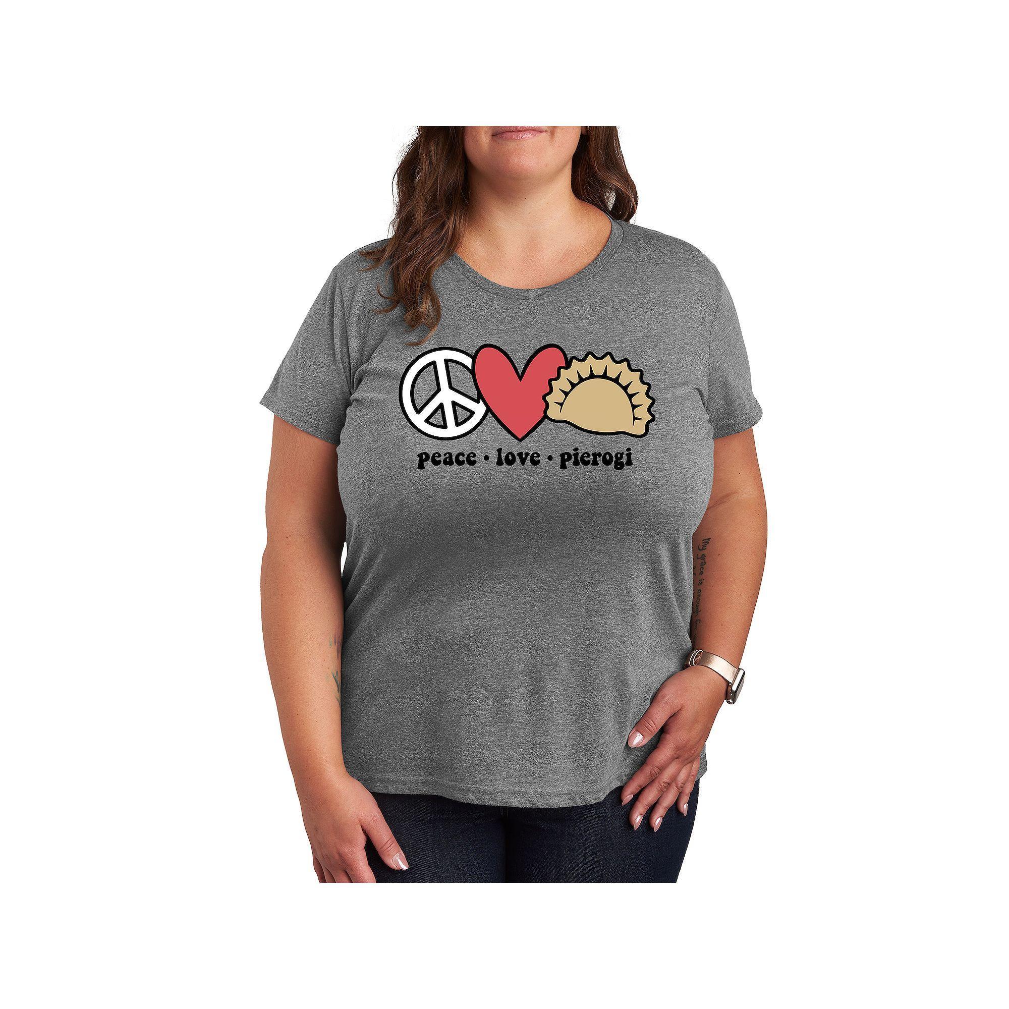 Plus Peace Love Pierogi Graphic Tee, Womens Brown Product Image