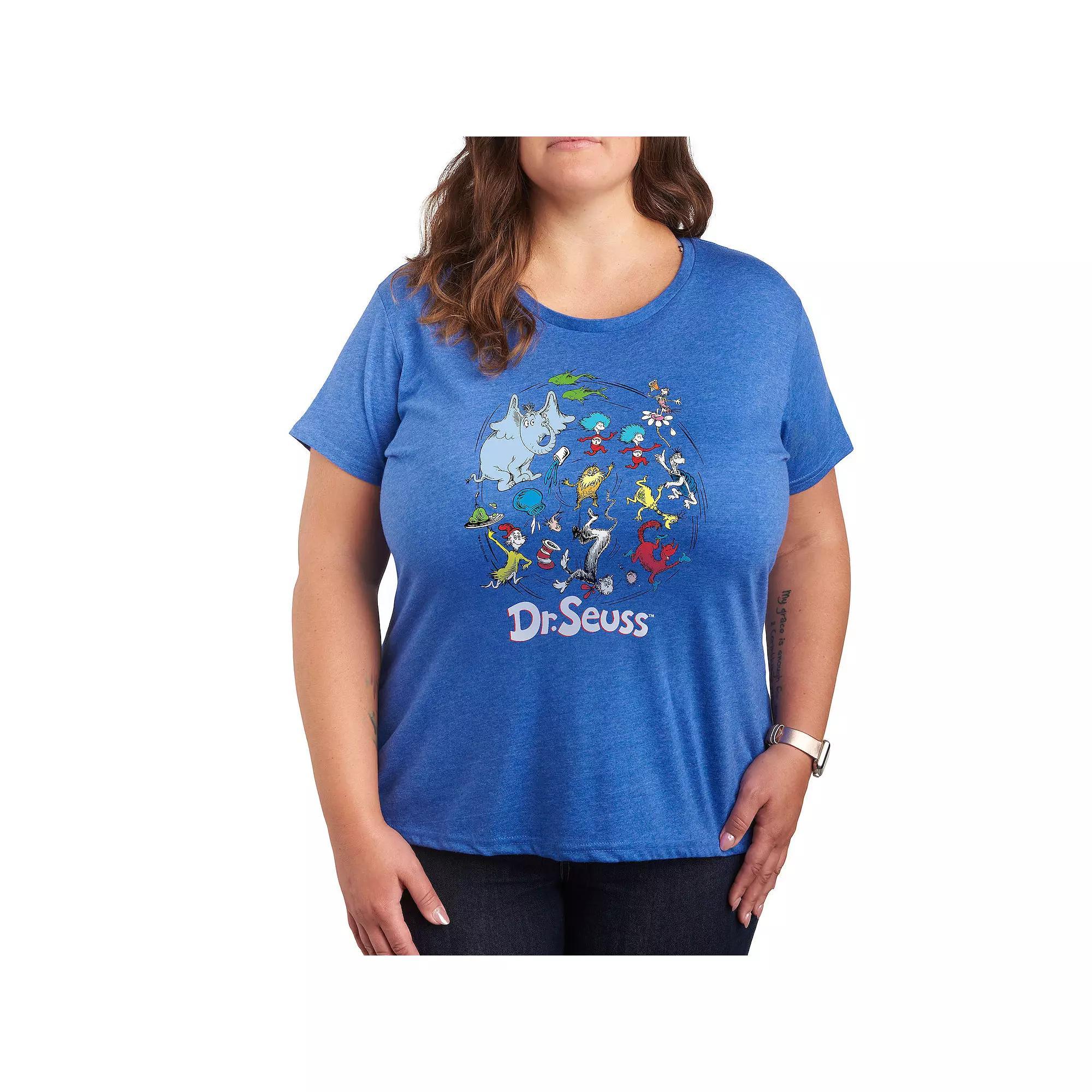Plus Peanuts Snoopy & Woodstock Lit Up Graphic Tee, Women's, Size: 4XL, Grey Royal Blue Product Image
