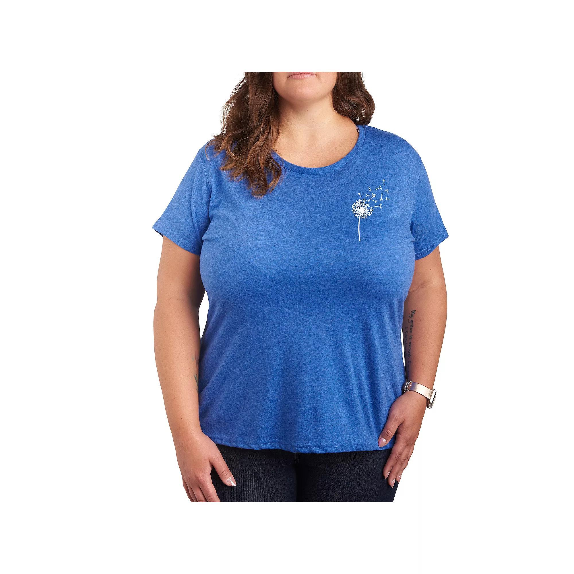 Plus Dandelion Graphic Tee, Womens Grey Blue Product Image