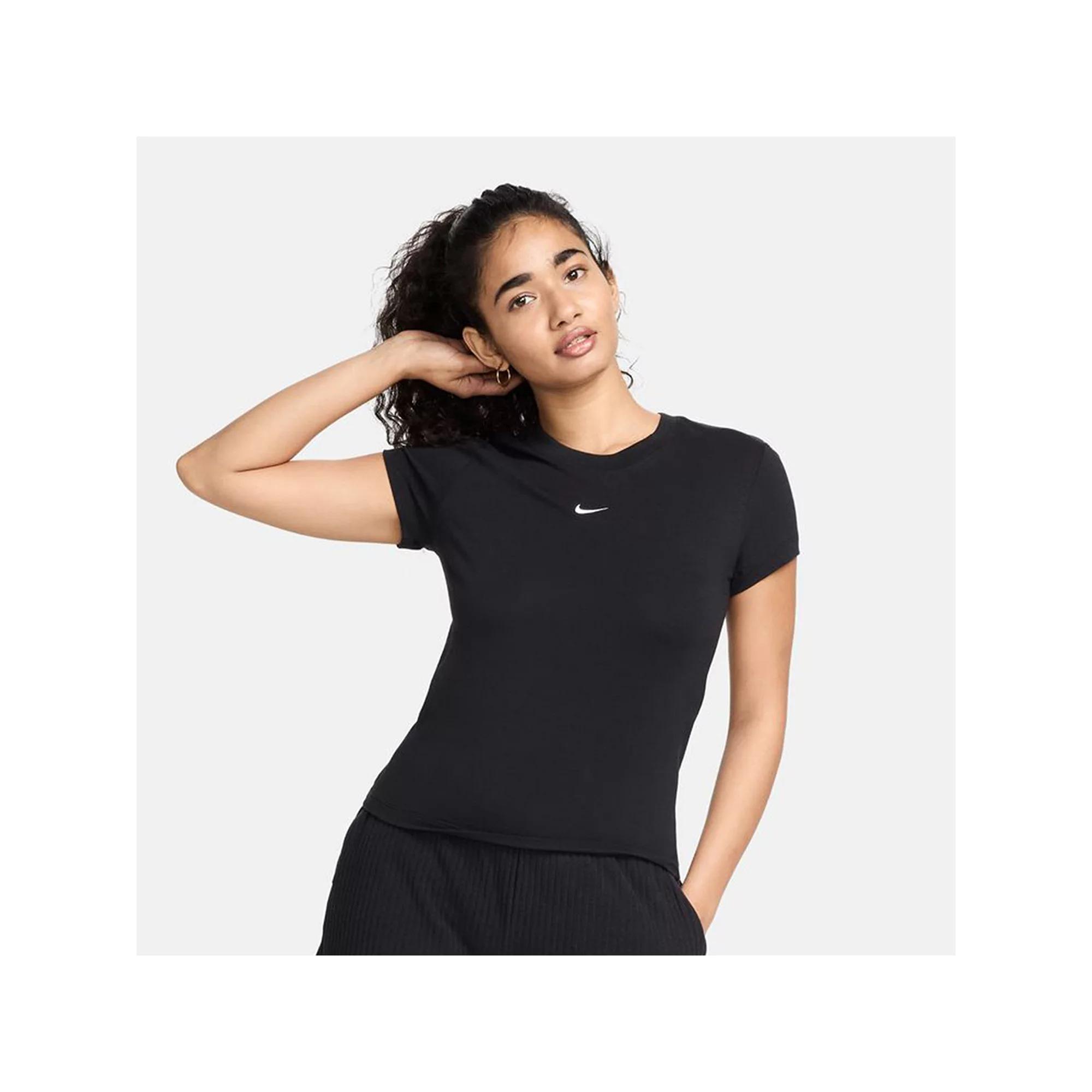 Women's Nike Sportswear Chill Swoosh Knit Tee, Size: XXL, Black Product Image