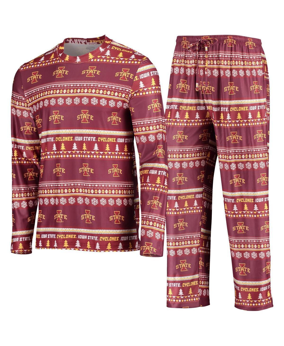 Men's Concepts Sport Cardinal Iowa State Cyclones Ugly Sweater Long Sleeve T-Shirt and Pants Sleep Set, Size: Large, Red Product Image