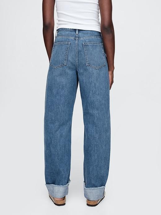 High Rise Cuffed Barrel Jeans Product Image