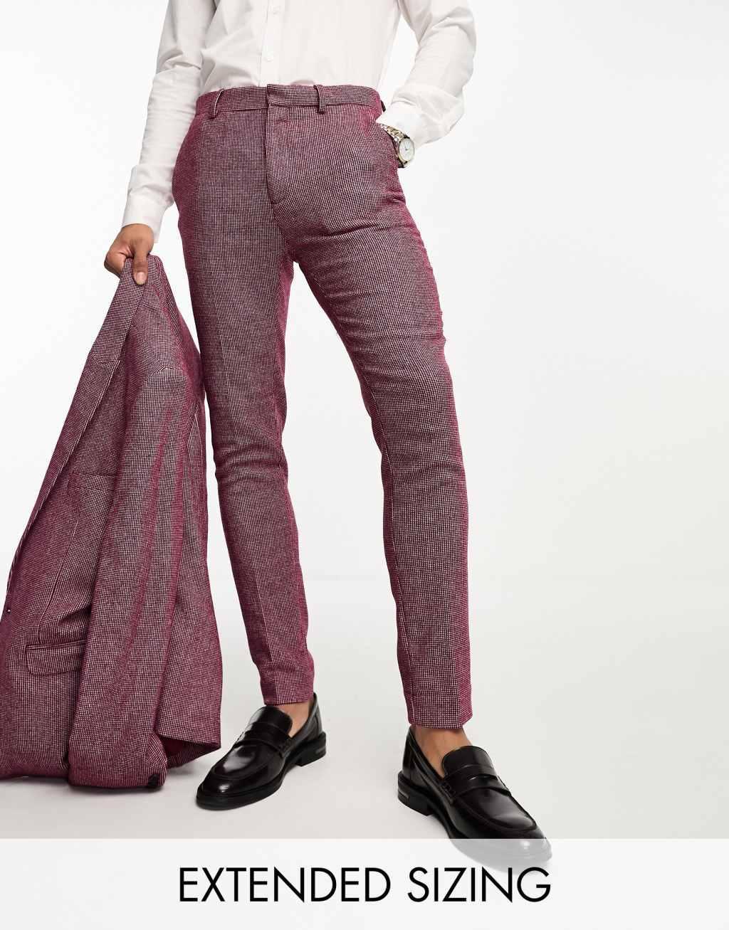 ASOS DESIGN Wedding super skinny wool mix puppytooth suit jacket Product Image