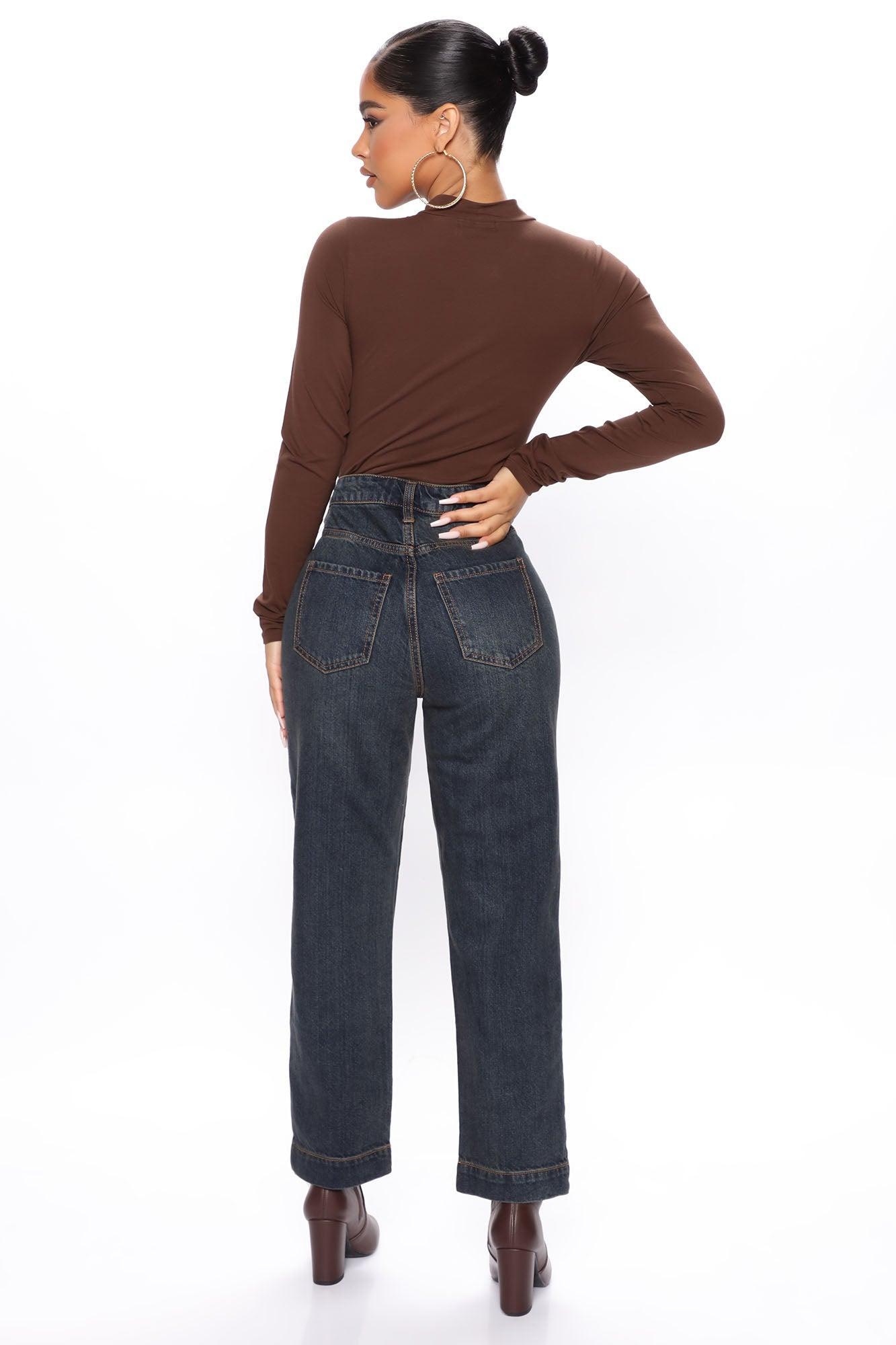 Melanie Mock Neck Bodysuit - Chocolate Product Image