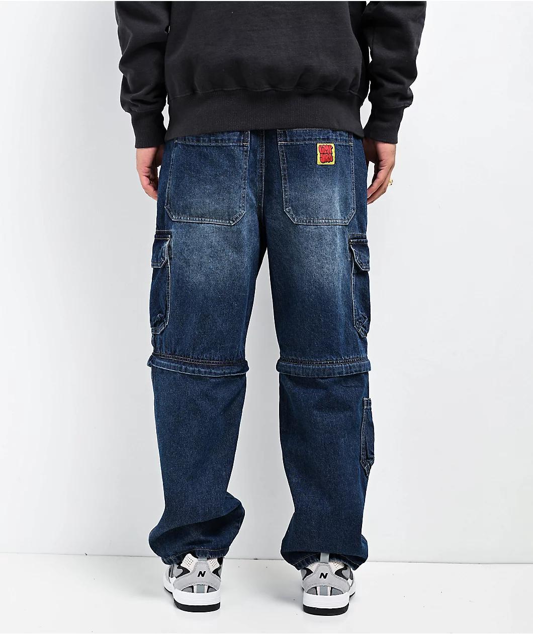 Empyre Blue Zip Off Cargo Denim Skate Jeans Product Image