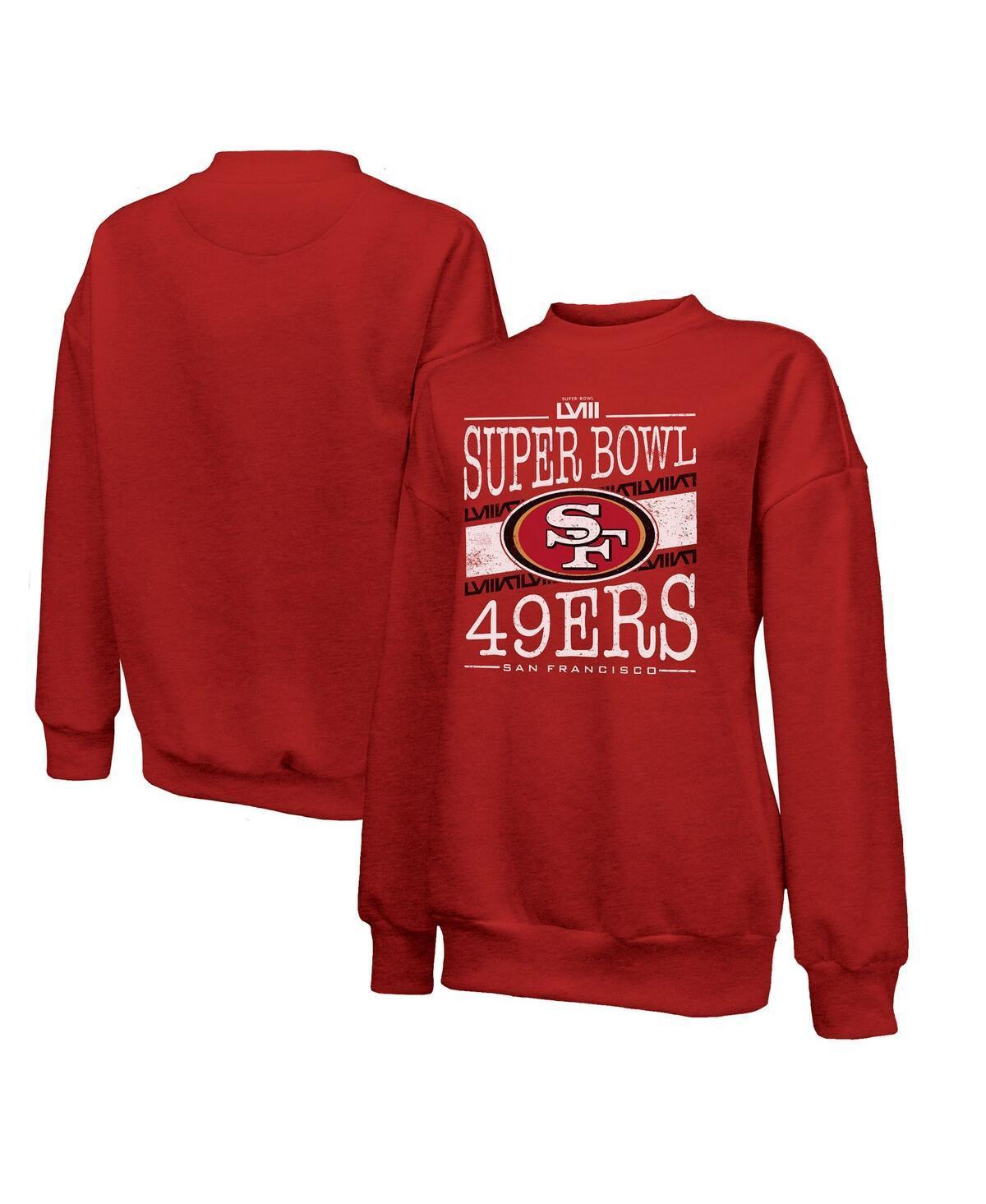 Women's Majestic Threads  Scarlet San Francisco 49ers Super Bowl LVIII Primetime Tri-Blend Pullover Sweatshirt, Size: 2XL, Red Product Image