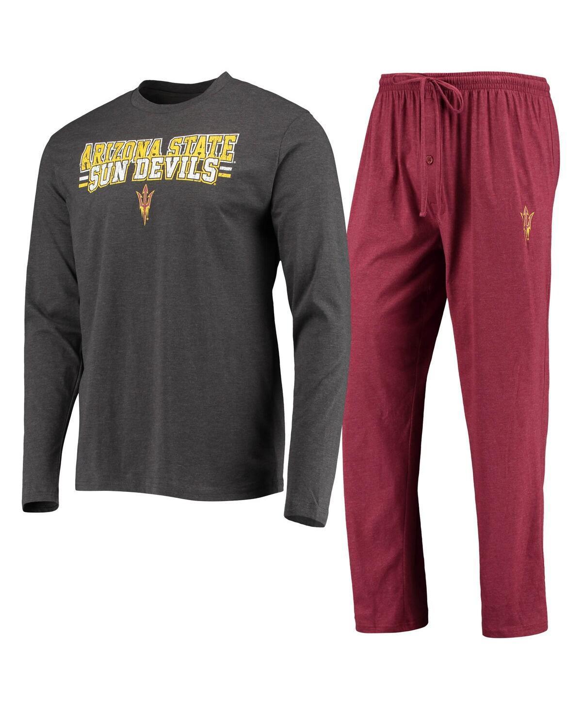 Men's Concepts Sport Maroon/Heathered Charcoal Arizona State Sun Devils Meter Long Sleeve T-Shirt & Pants Sleep Set, Size: Small Product Image