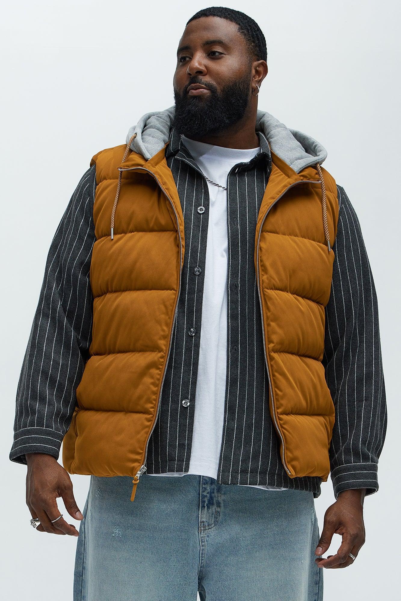Heartbreak Puffer Vest With Hood - Mustard Product Image