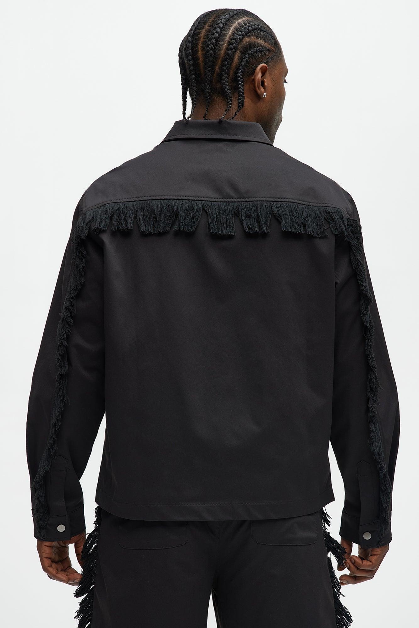 Nowhere Frayed Button Up Shirt - Black Product Image