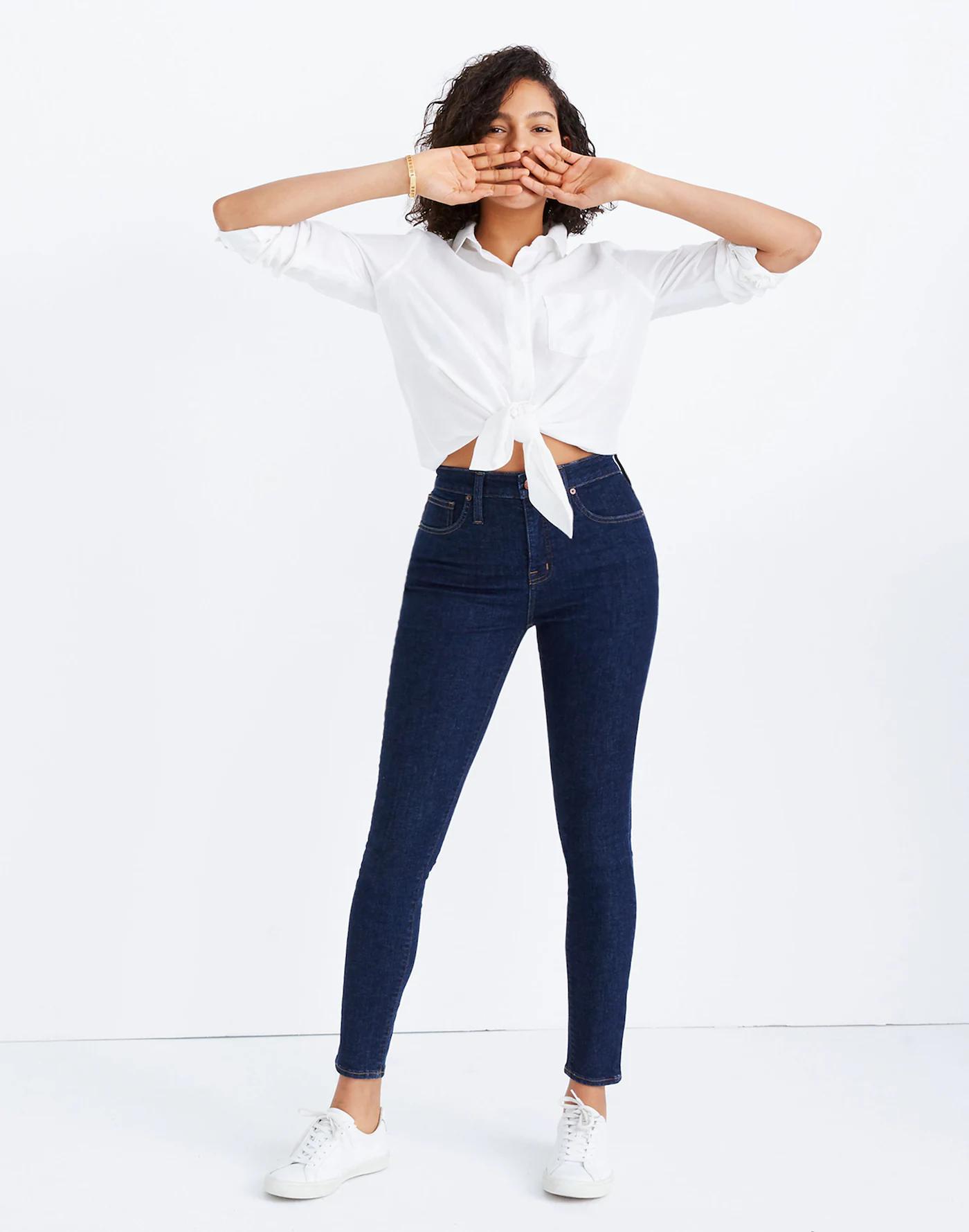 Taller Curvy High-Rise Skinny Jeans in Lucille Wash Product Image