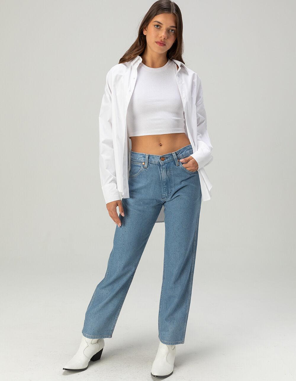 WRANGLER Sunset Mid Rise Straight Womens Jeans - LIGHT VINTAGE Product Image