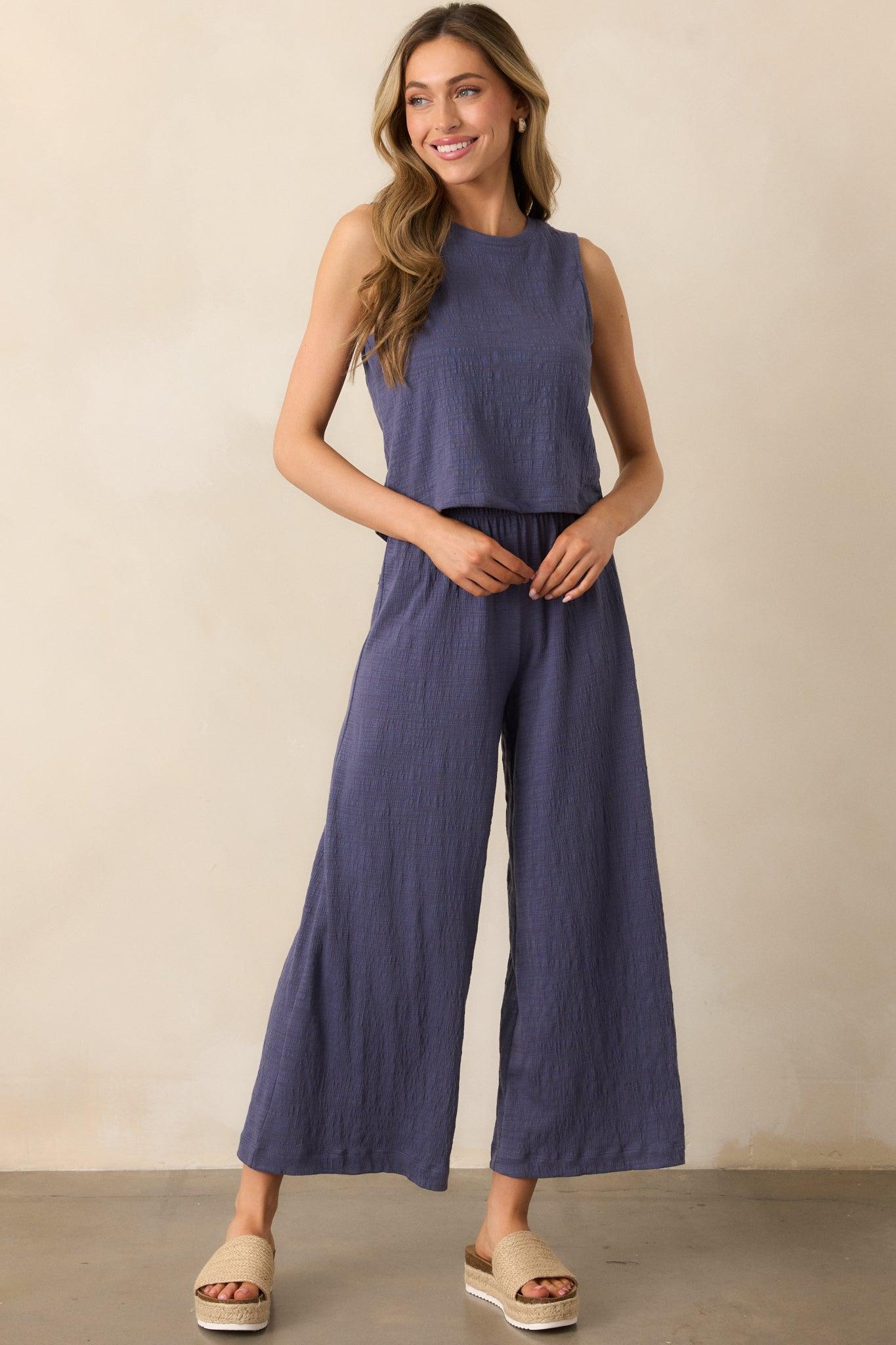 Z Supply Worn Blue Sloane Textured Slub Top Product Image