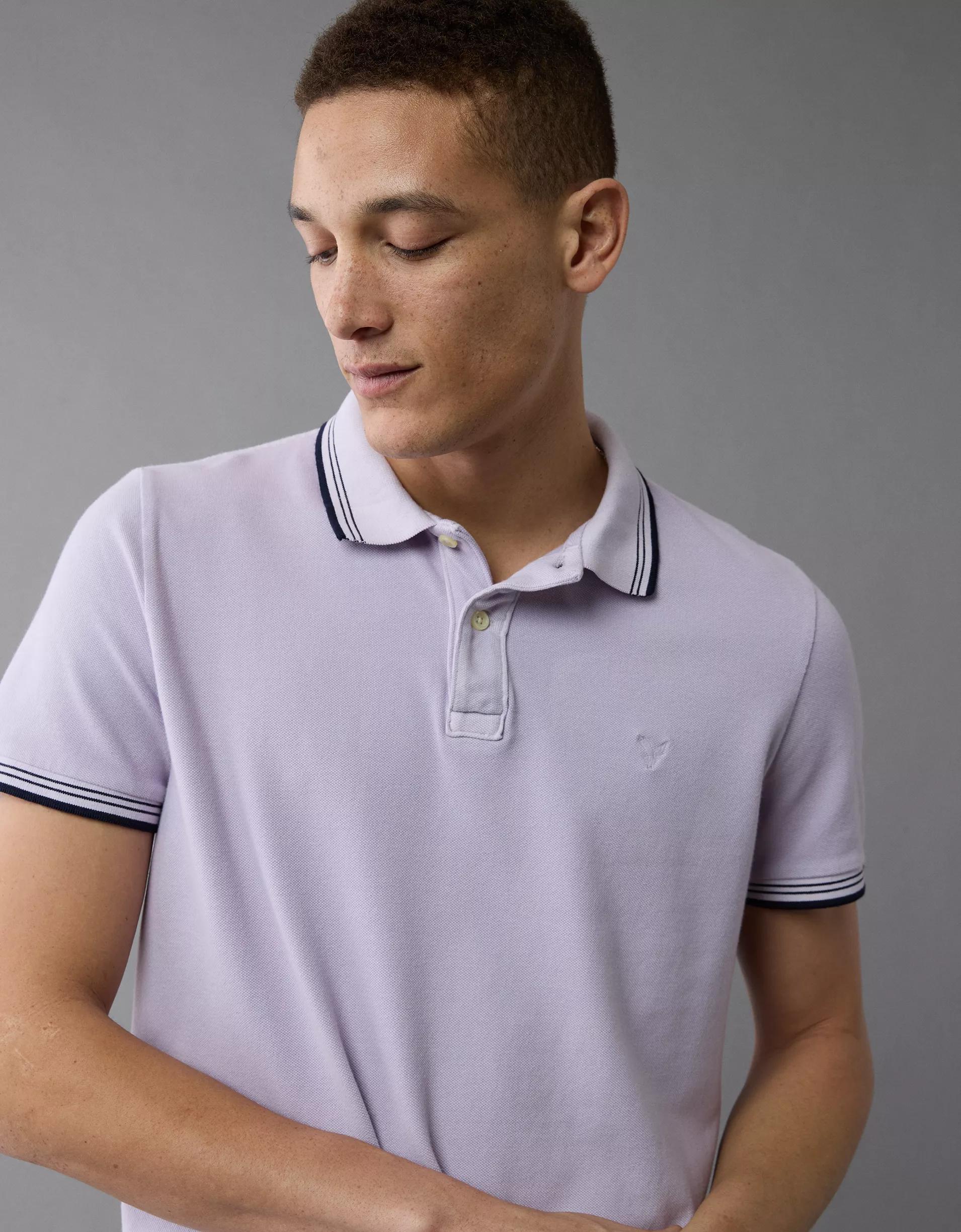 AE Lived-In Stretch Pique Slim Fit Tipped Polo Shirt Product Image