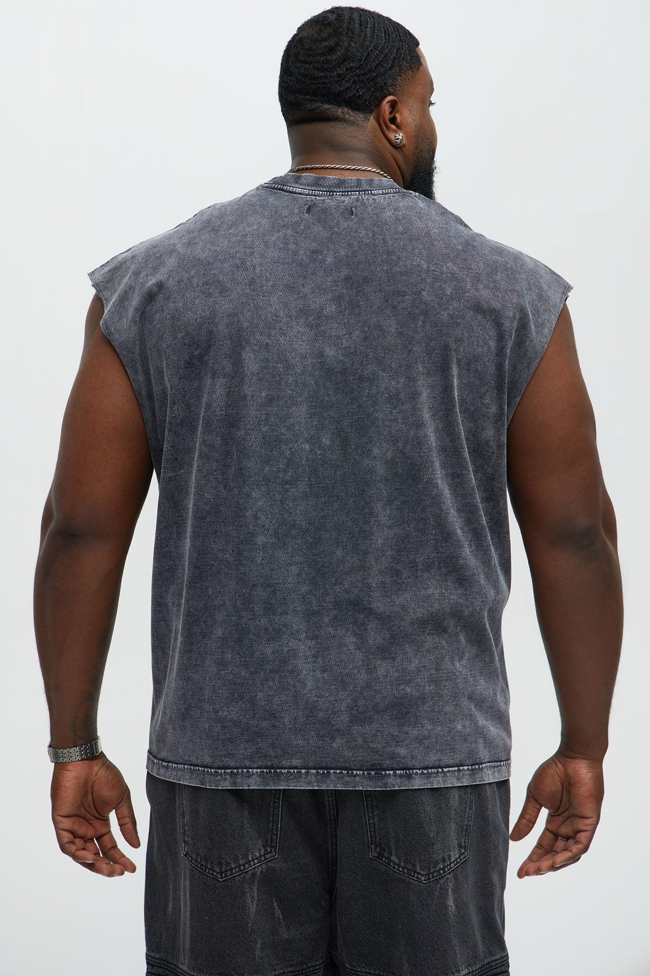 Relaxed Vintage Wash Heavyweight Muscle Tee - Black Wash Product Image